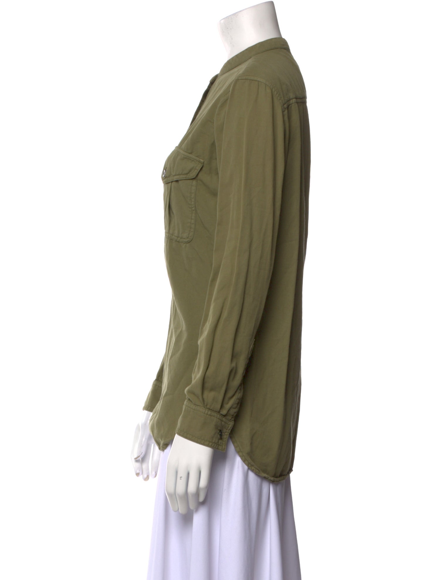 Pietsie Mock Neck Long Sleeve Button-Up Top