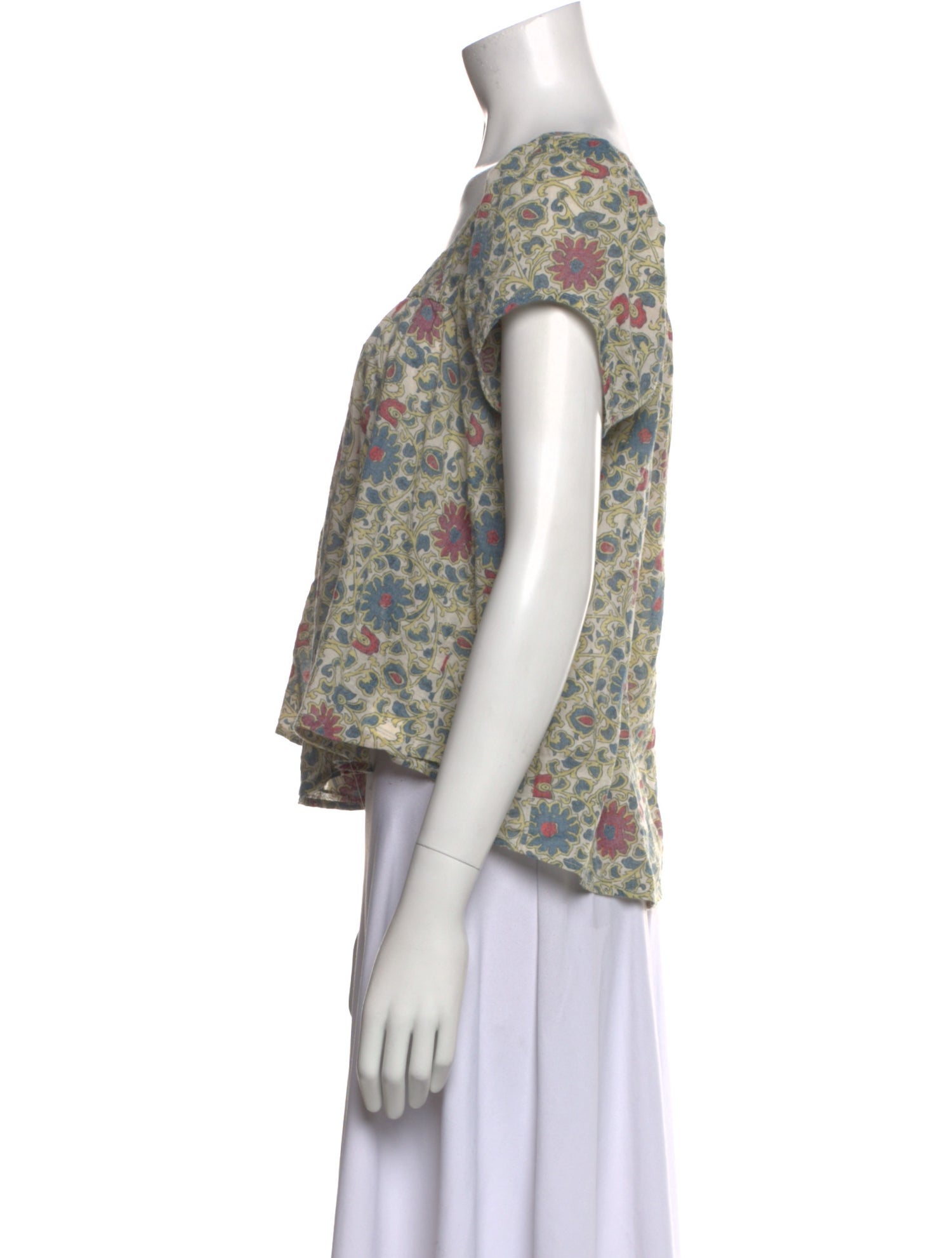 Pietsie Floral Print Square Neckline Blouse