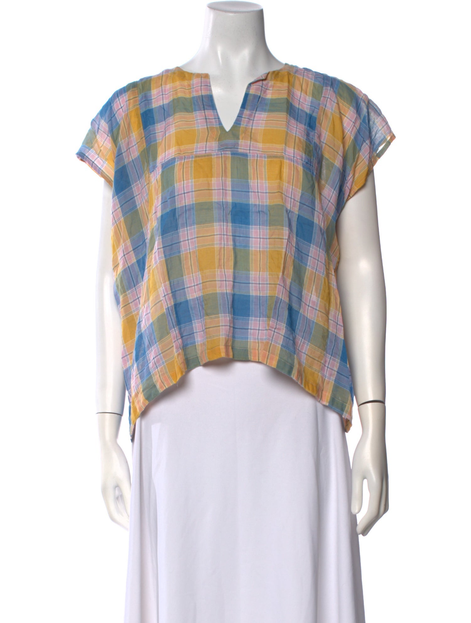 Pietsie Plaid Print V-Neck T-Shirt