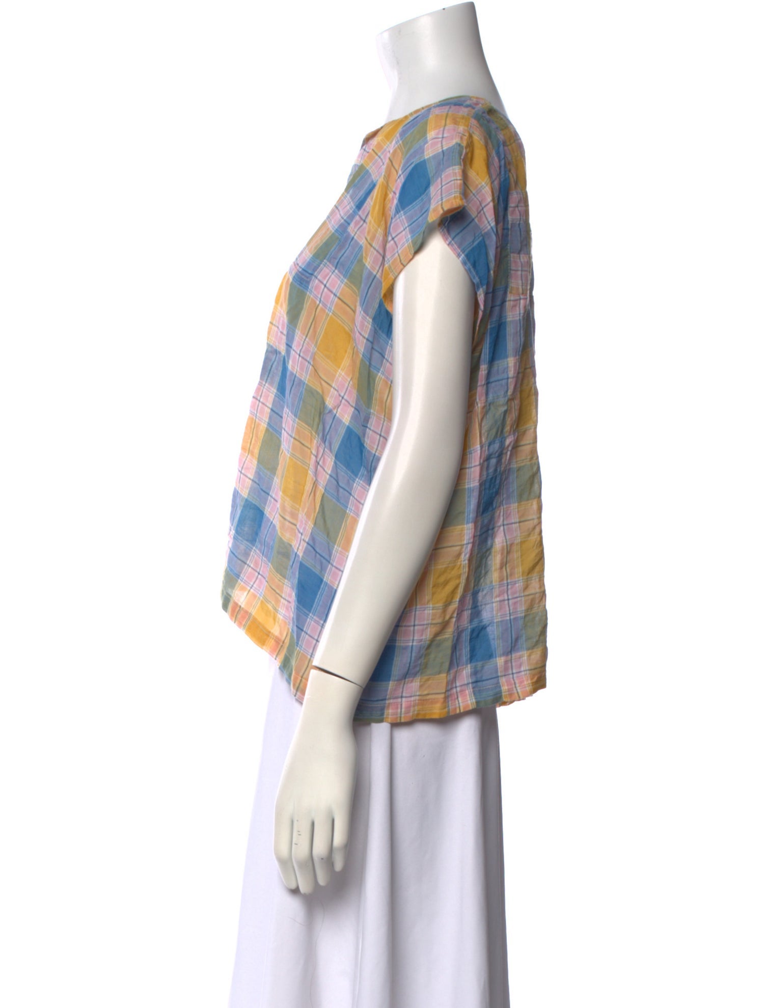 Pietsie Plaid Print V-Neck T-Shirt