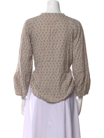 Pietsie Lace Pattern Mock Neck Blouse