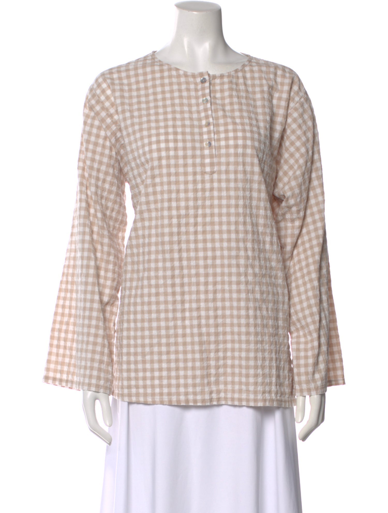 Pietsie Plaid Print Crew Neck Blouse