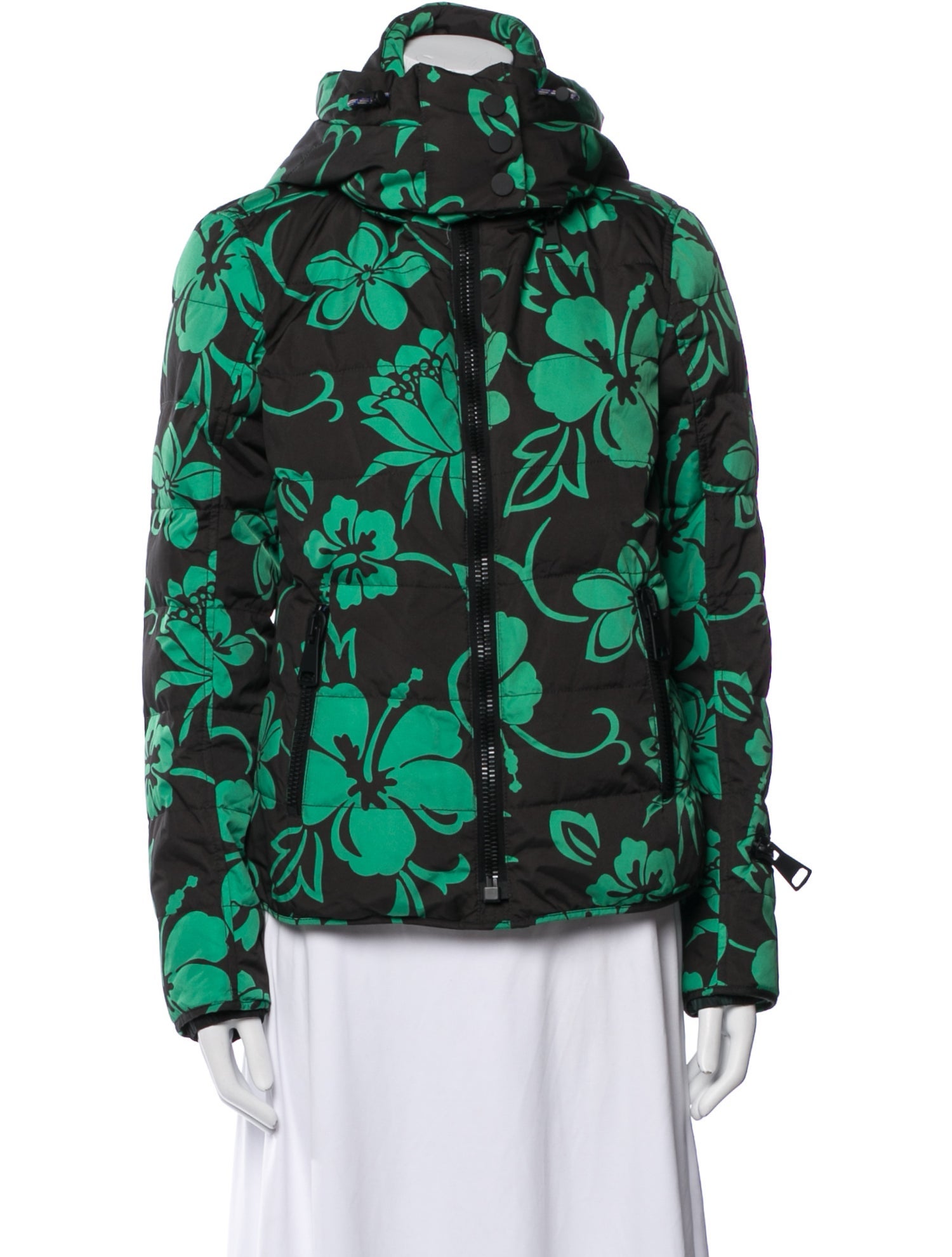 Performance Ski Nylon Floral Print Down Jacket