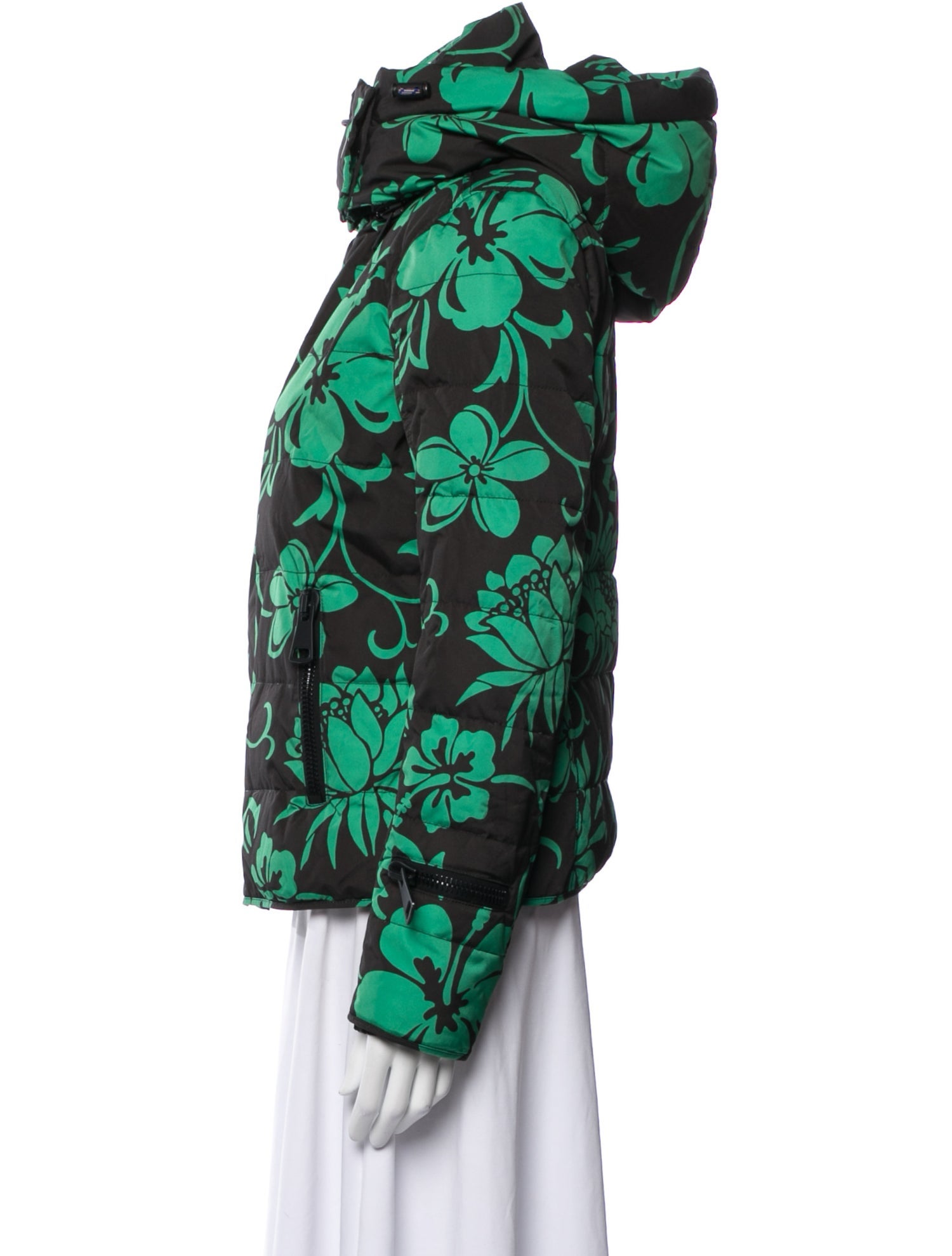 Performance Ski Nylon Floral Print Down Jacket