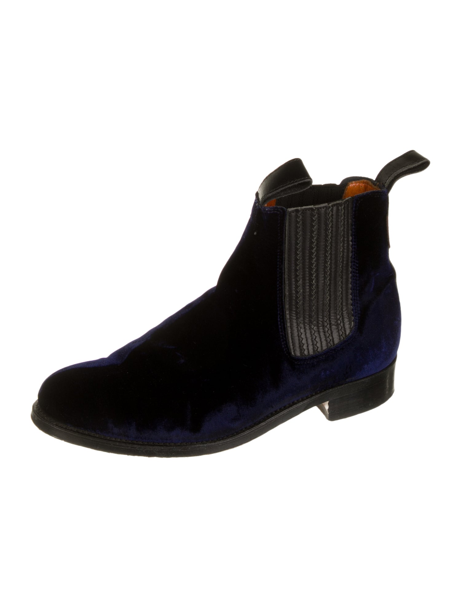 Penelope Chilvers Velvet Leather Trim Embellishment Chelsea Boots