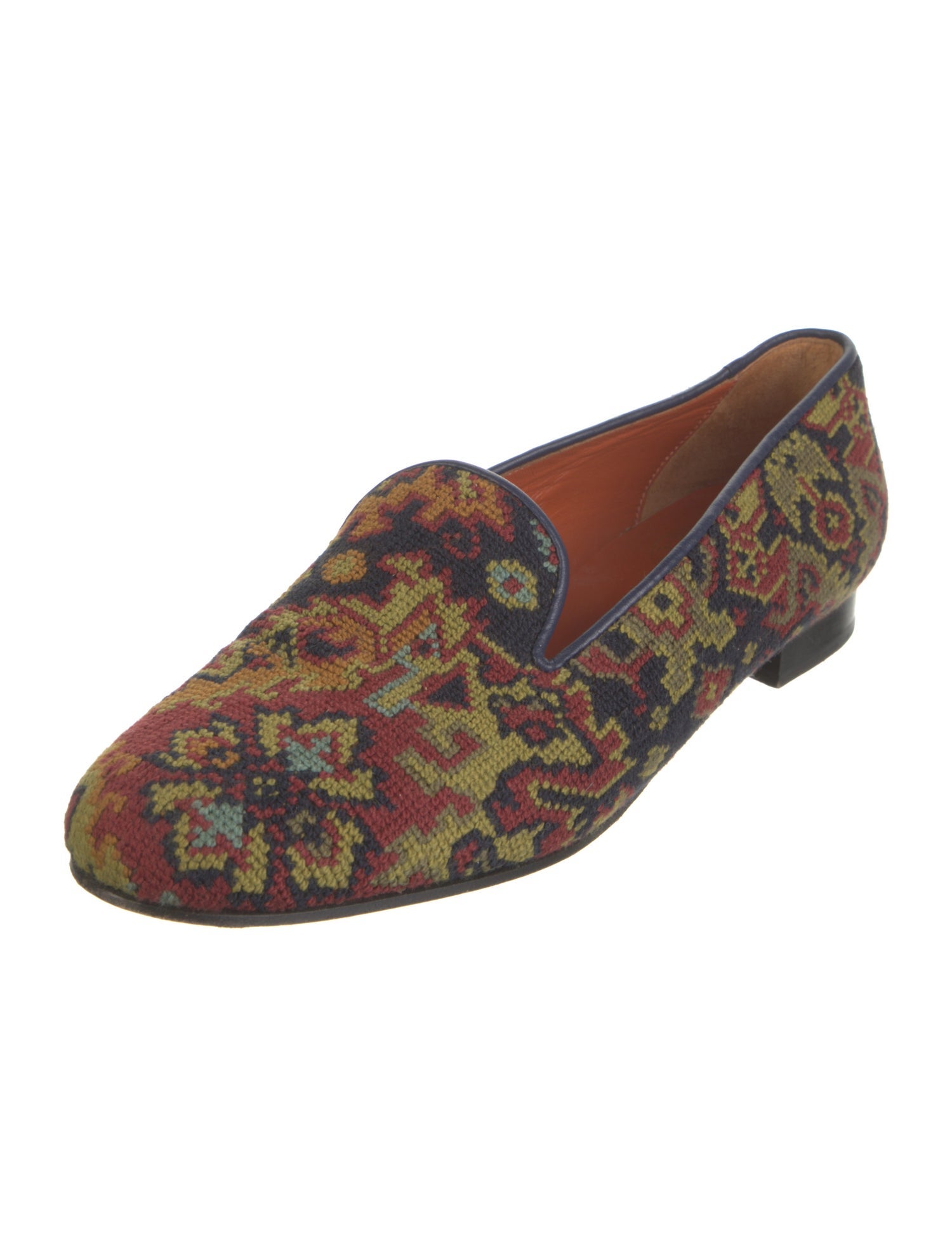 Penelope Chilvers Printed Leather Trim Embellishment Loafers