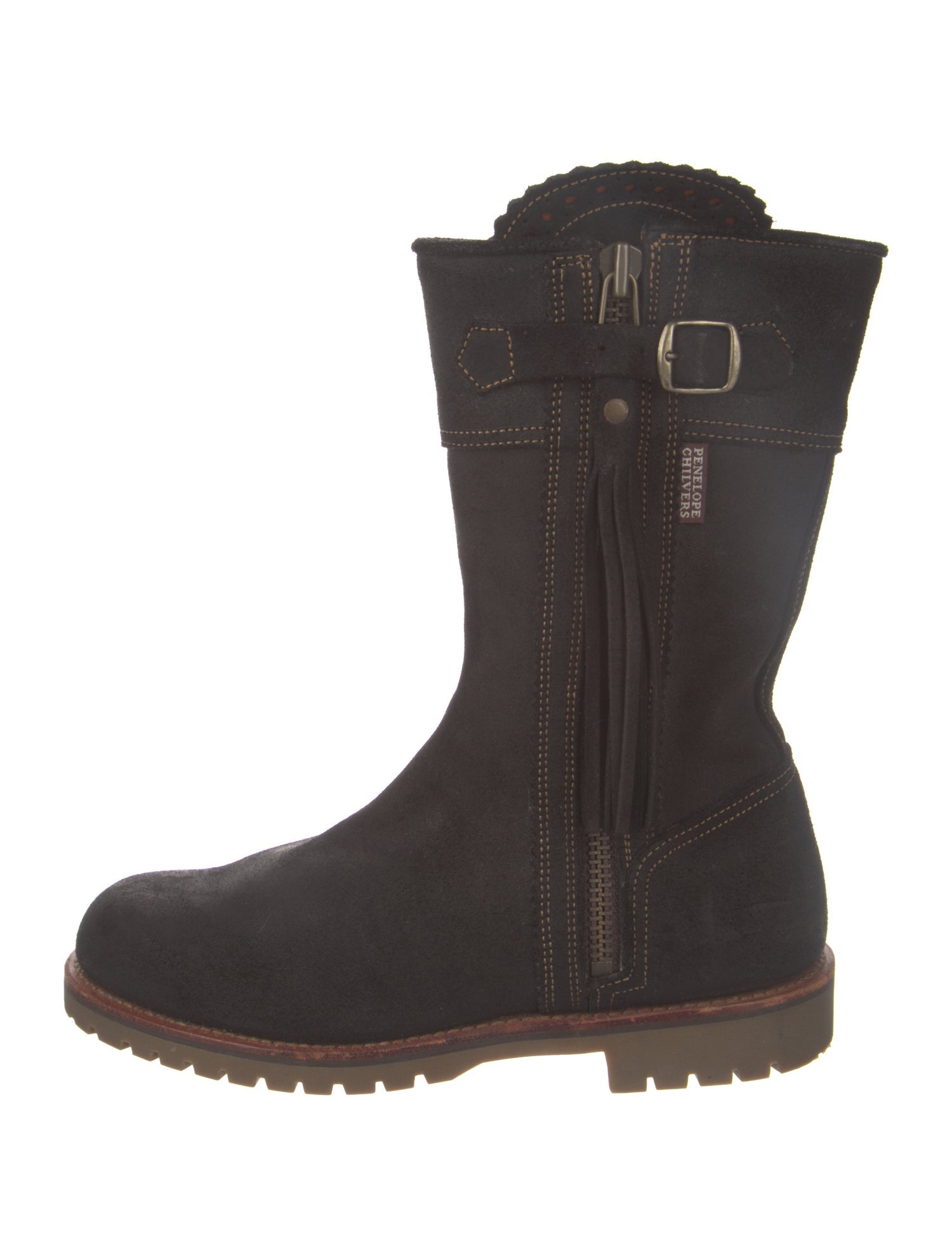 Penelope Chilvers Suede Colorblock Pattern Moto Boots