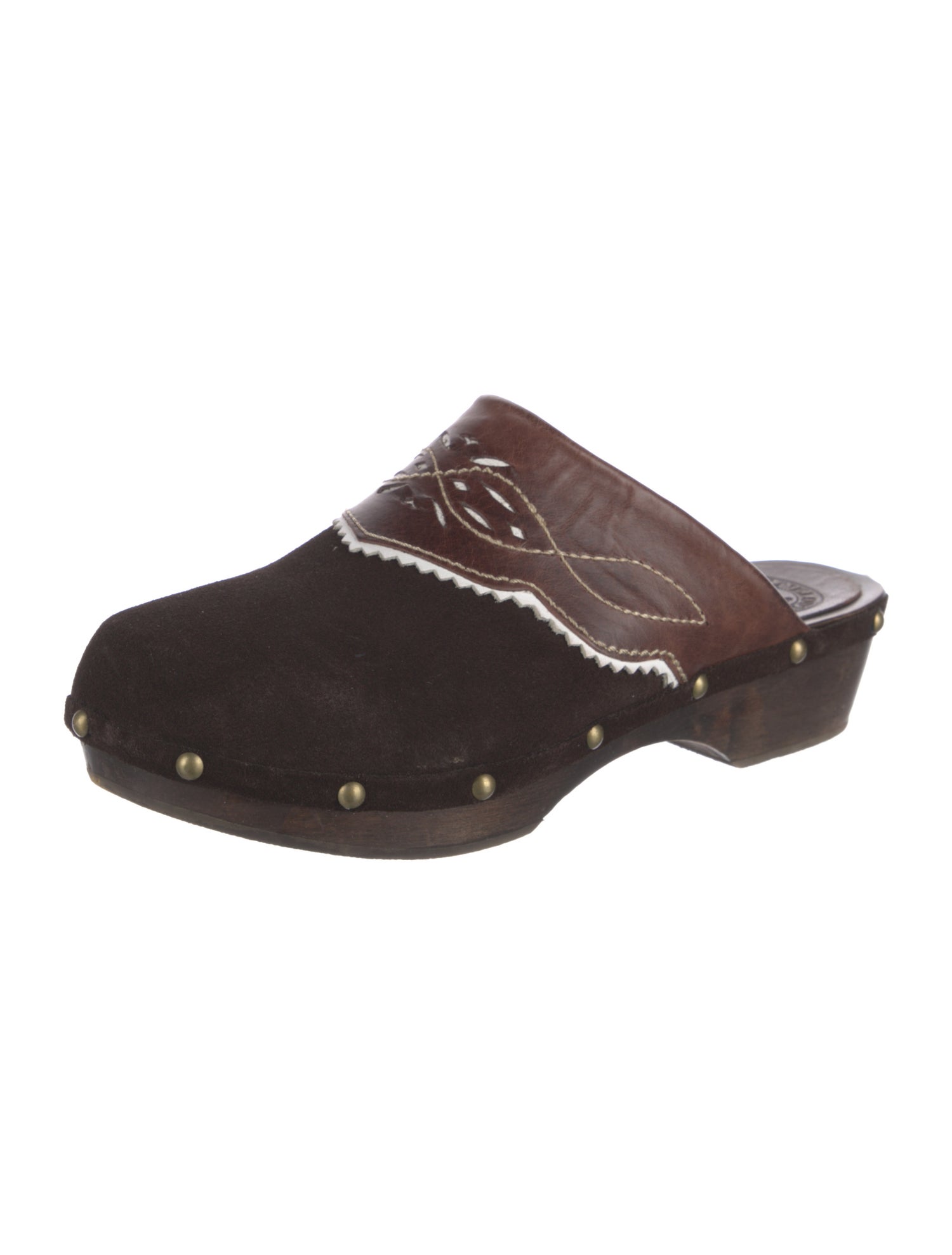 Penelope Chilvers Suede Colorblock Pattern Mules