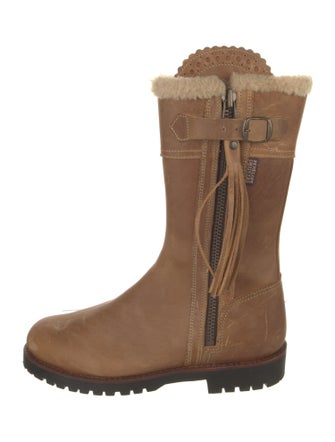 Penelope Chilvers Leather Colorblock Pattern Moto Boots