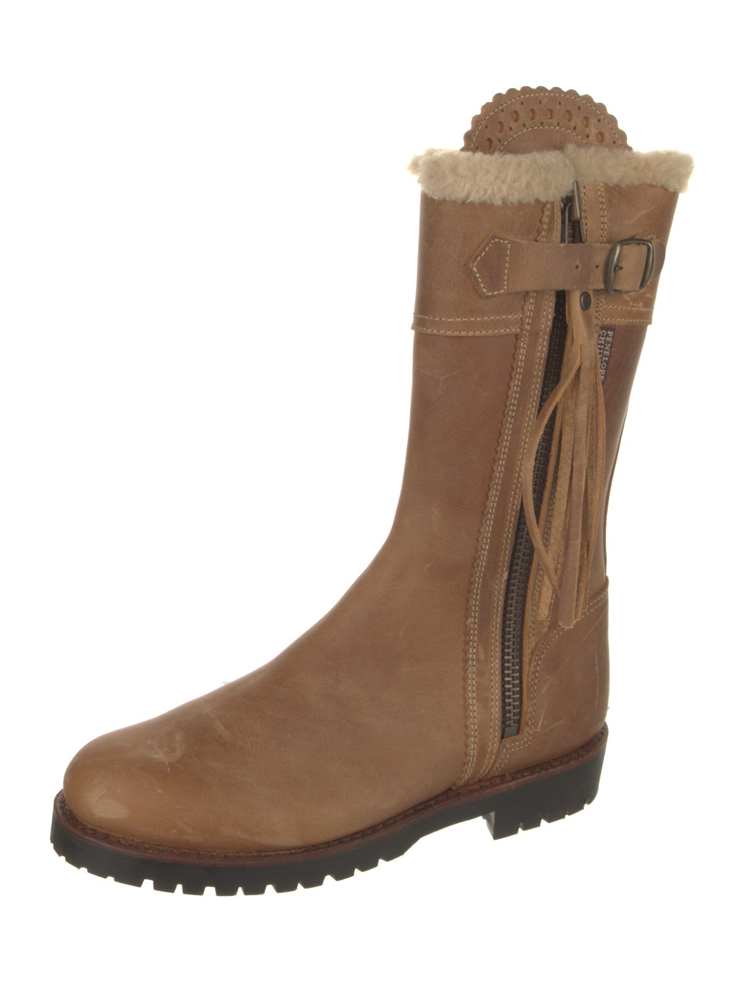 Penelope Chilvers Leather Colorblock Pattern Moto Boots