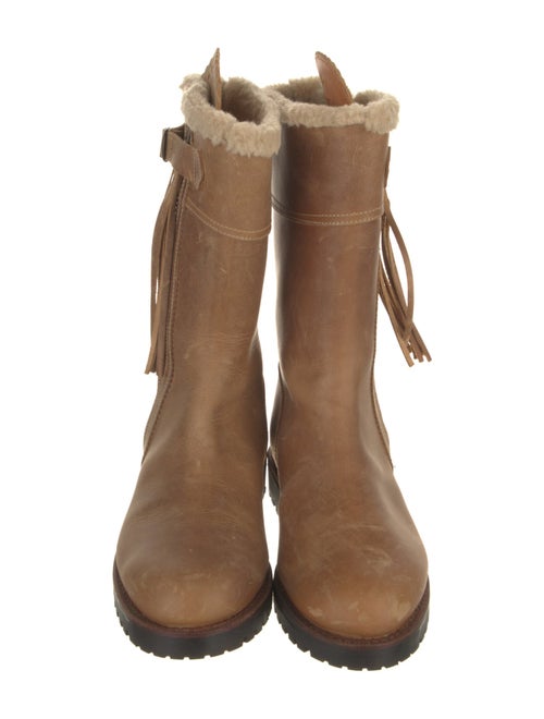 Penelope Chilvers Leather Colorblock Pattern Moto Boots