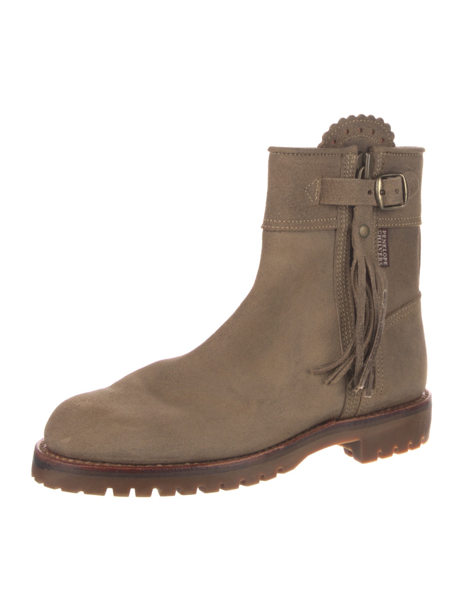 Penelope Chilvers Suede Tassel Accents Moto Boots