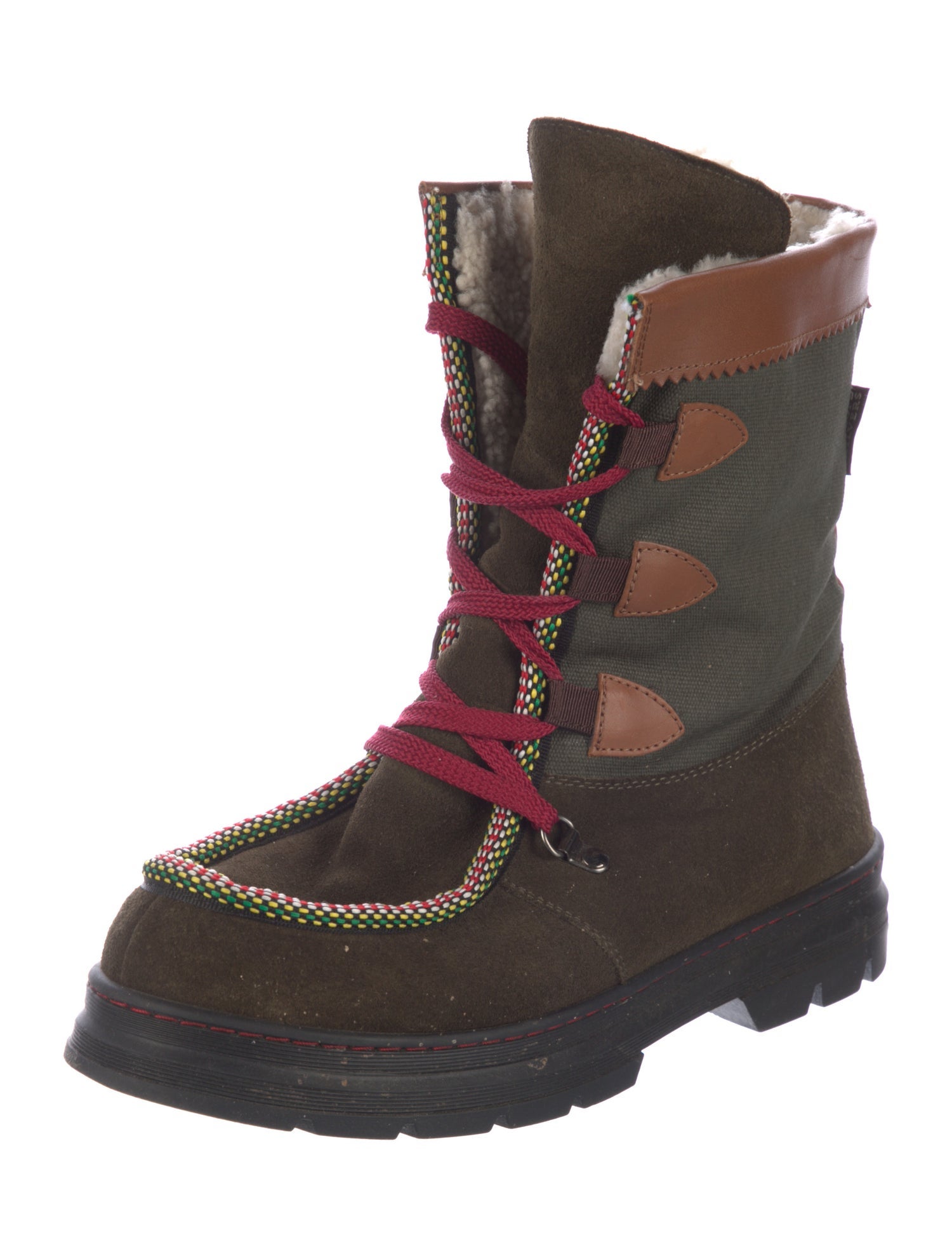Penelope Chilvers Suede Colorblock Pattern Combat Boots