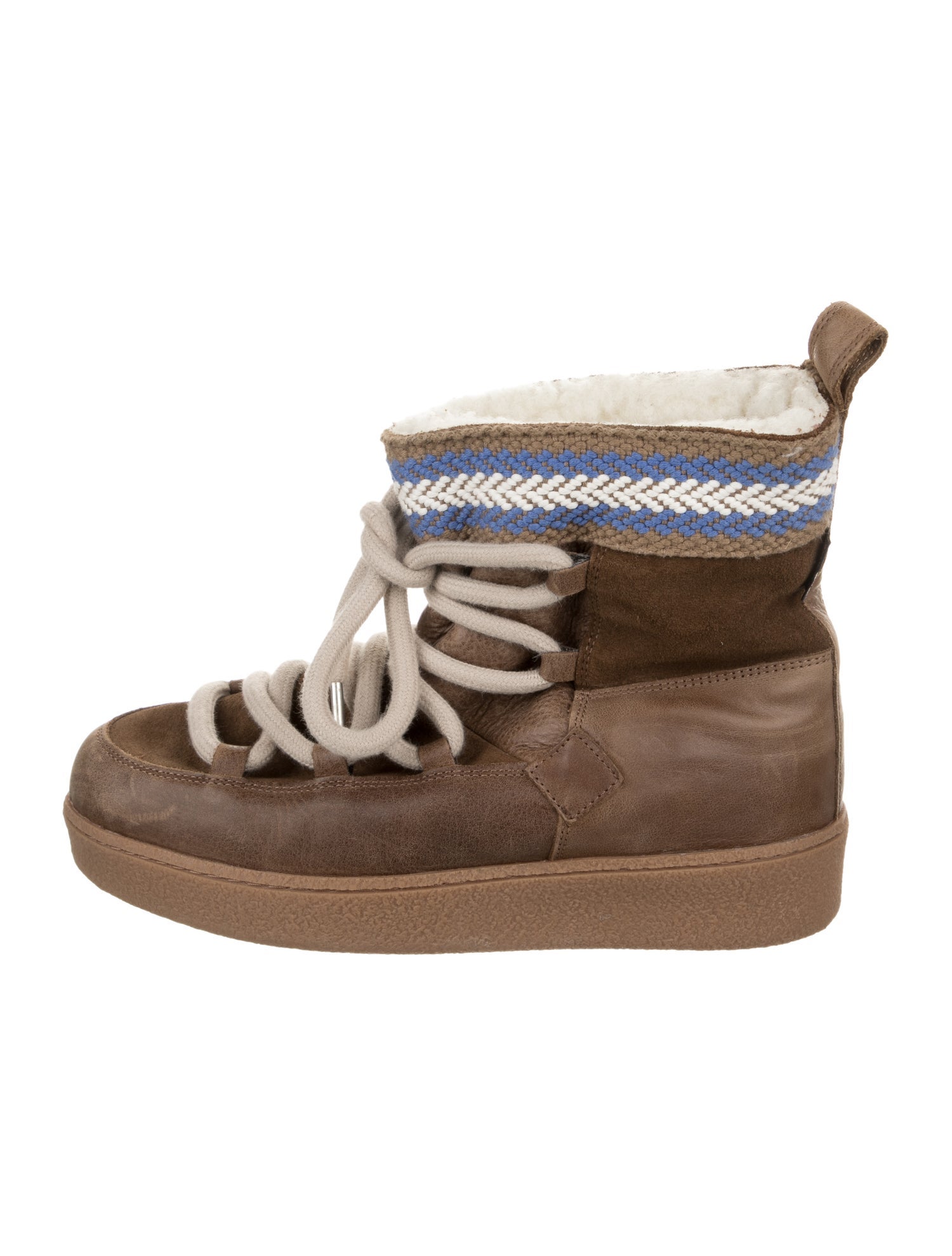 Penelope Chilvers Leather Colorblock Pattern Lace-Up Boots