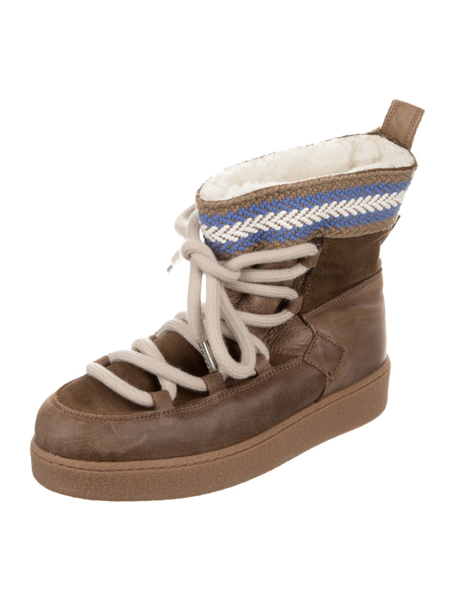 Penelope Chilvers Leather Colorblock Pattern Lace-Up Boots