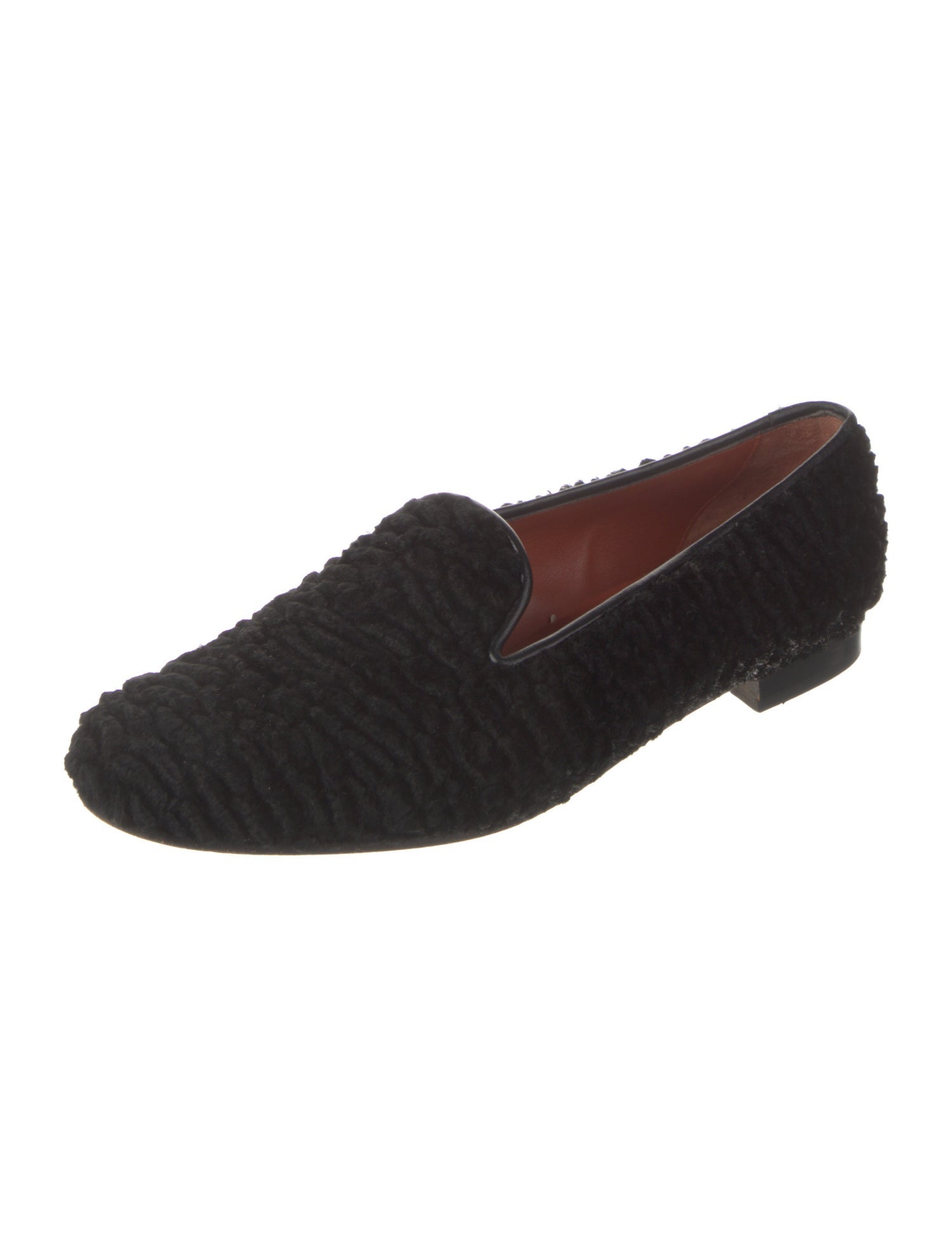 Penelope Chilvers Fur Grosgrain Trim Loafers