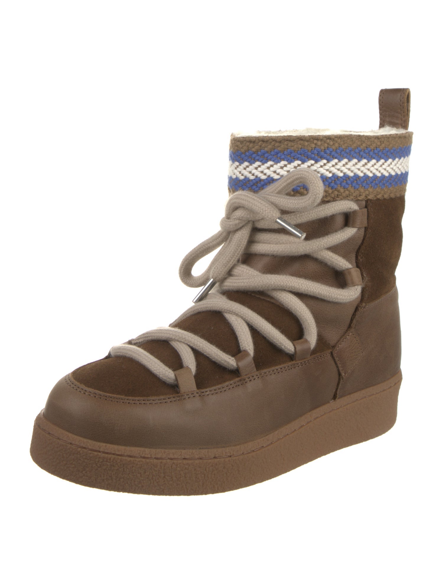 Penelope Chilvers Leather Grosgrain Trim Lace-Up Boots