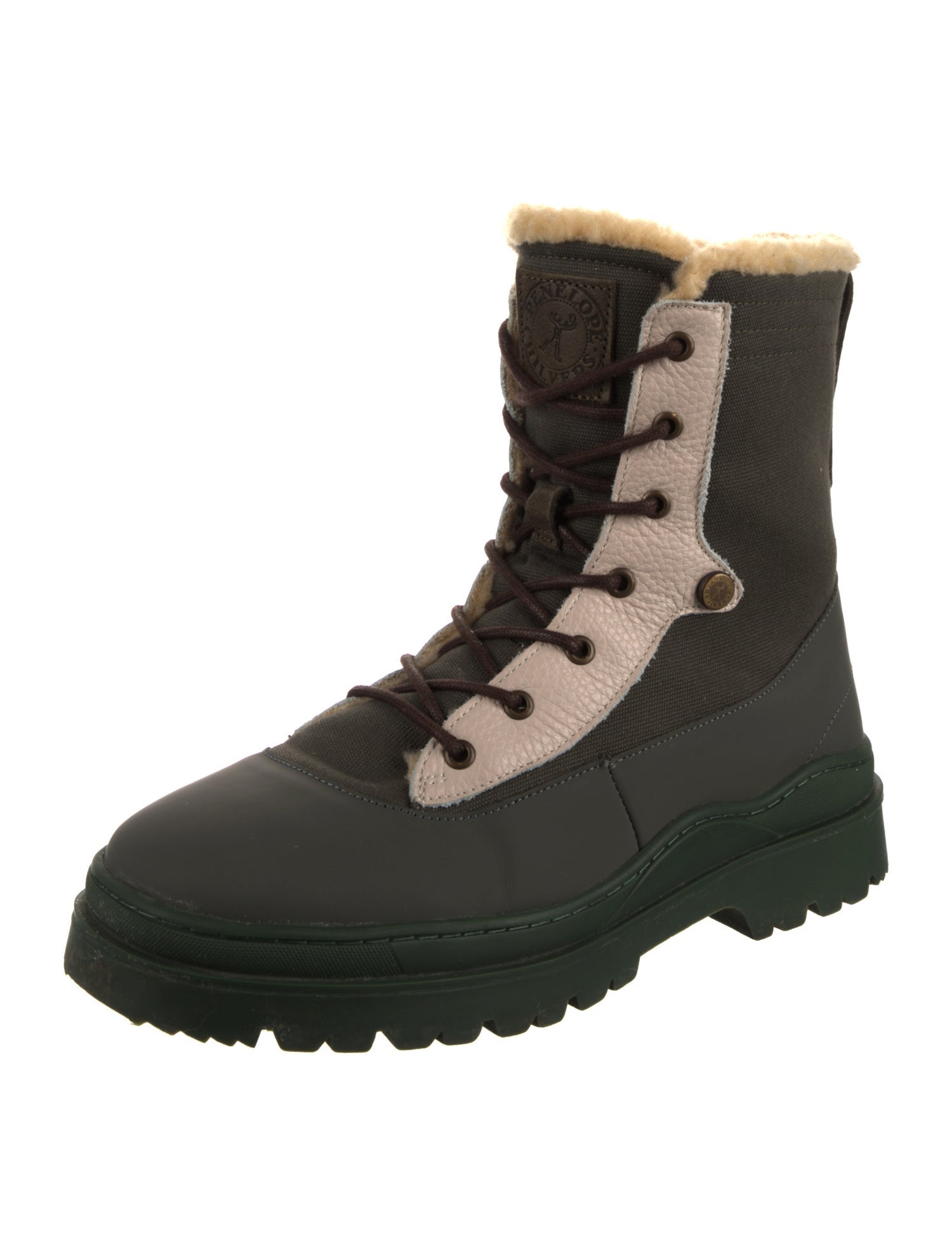 Penelope Chilvers Leather Colorblock Pattern Combat Boots