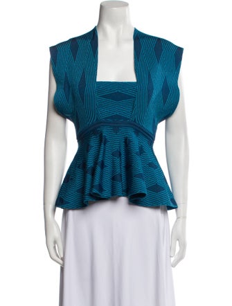 Pepa Pombo Printed Square Neckline Crop Top