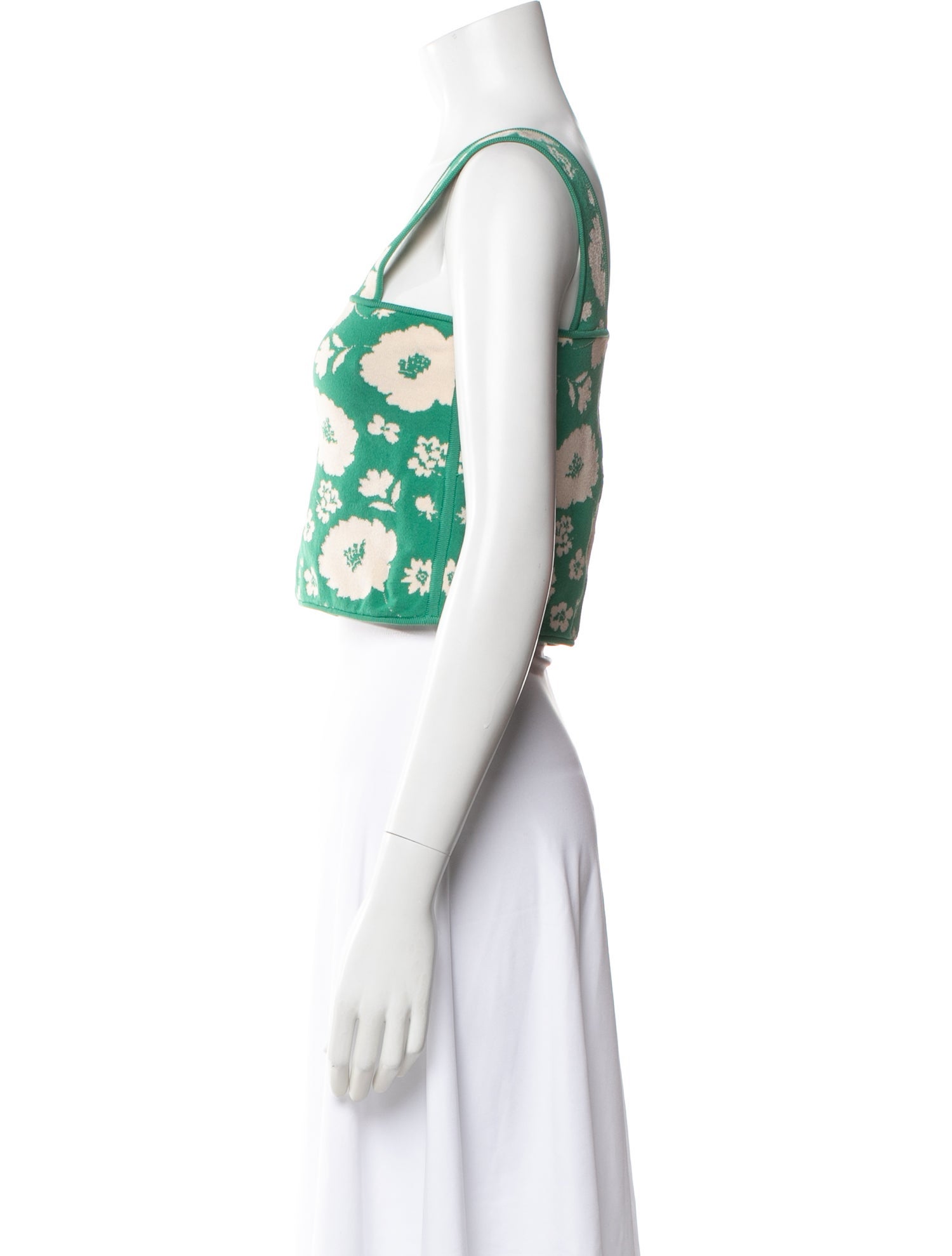 Pepa Pombo Floral Print Square Neckline Crop Top