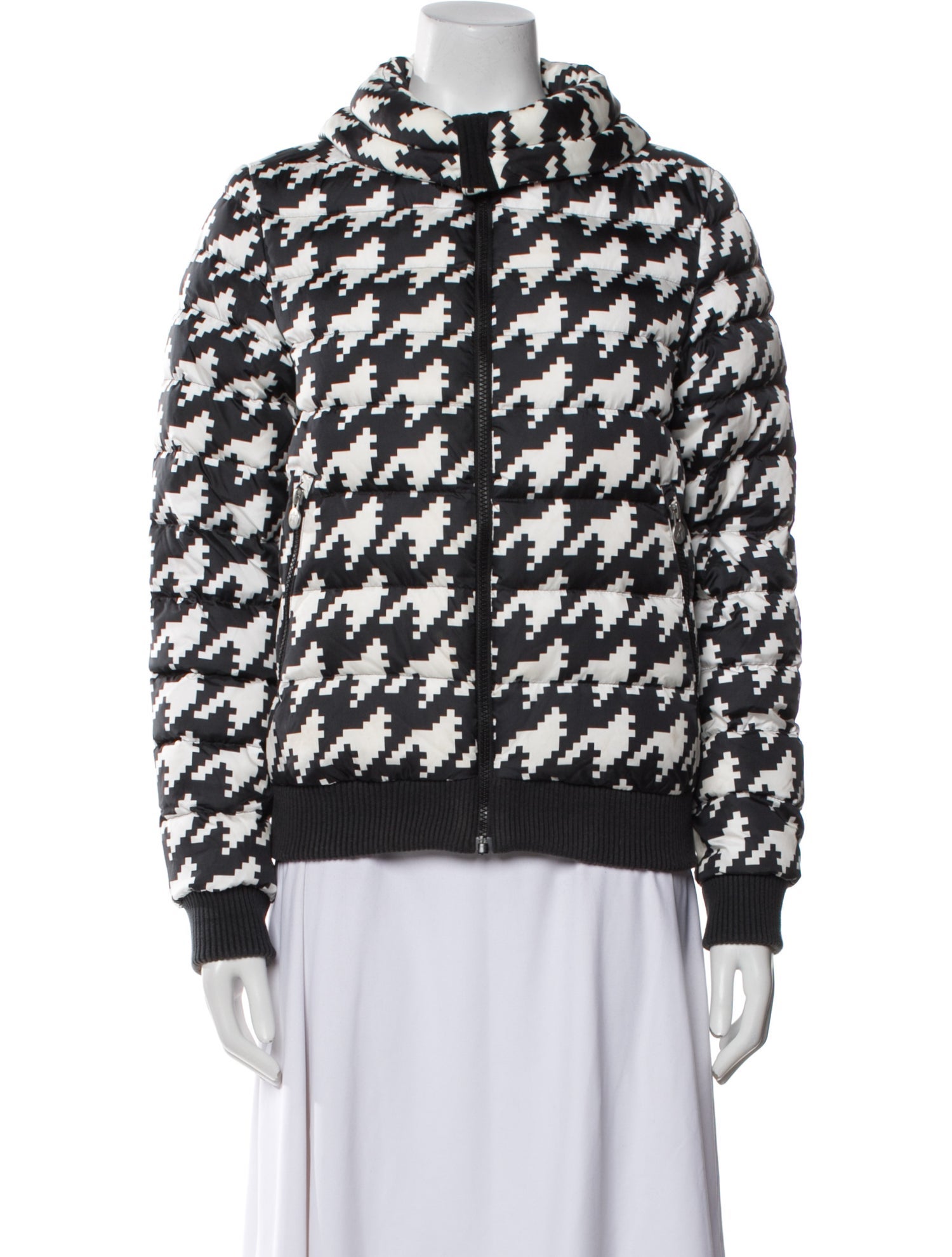 Perfect Moment Houndstooth Print Down Jacket
