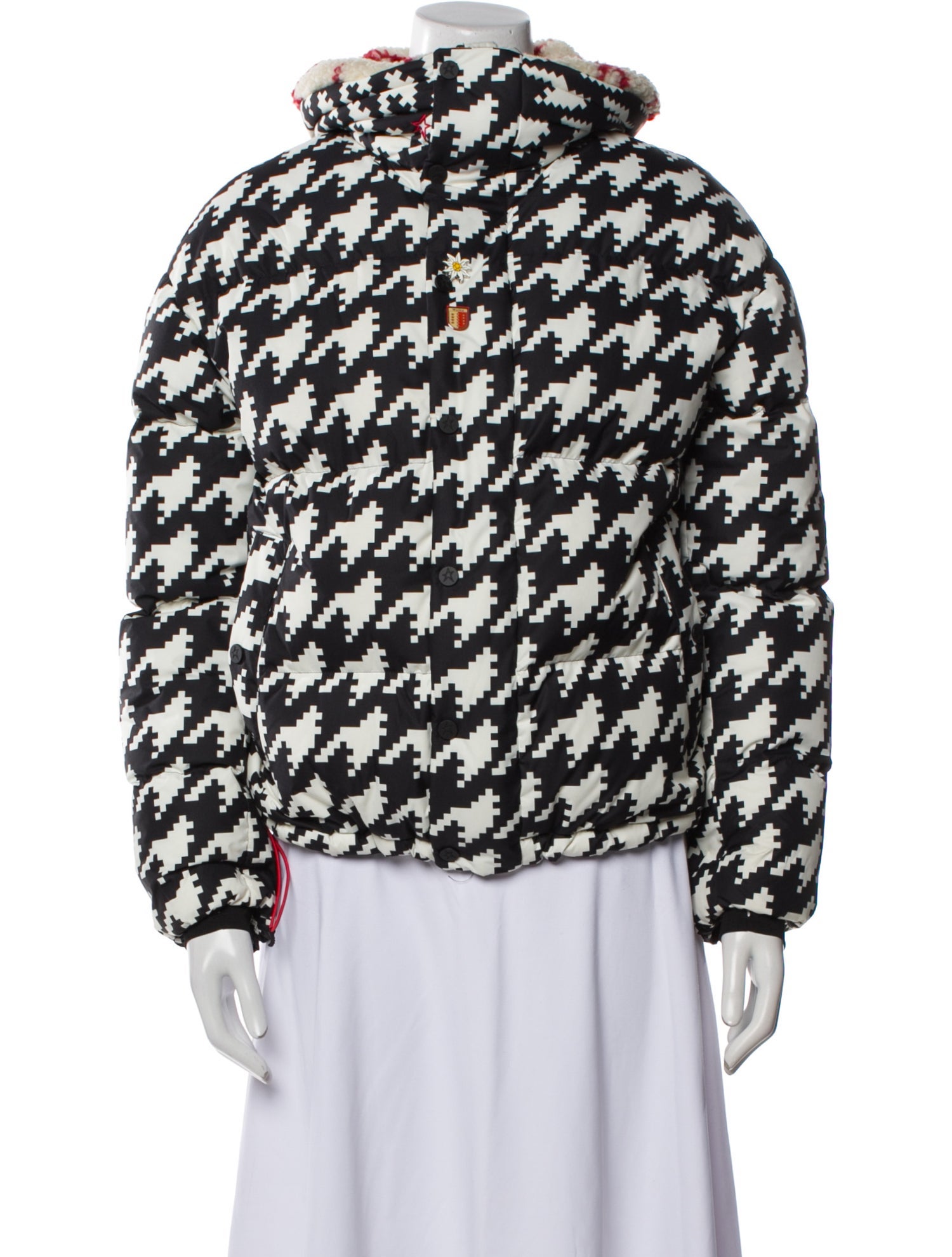 Perfect Moment Houndstooth Print Down Jacket
