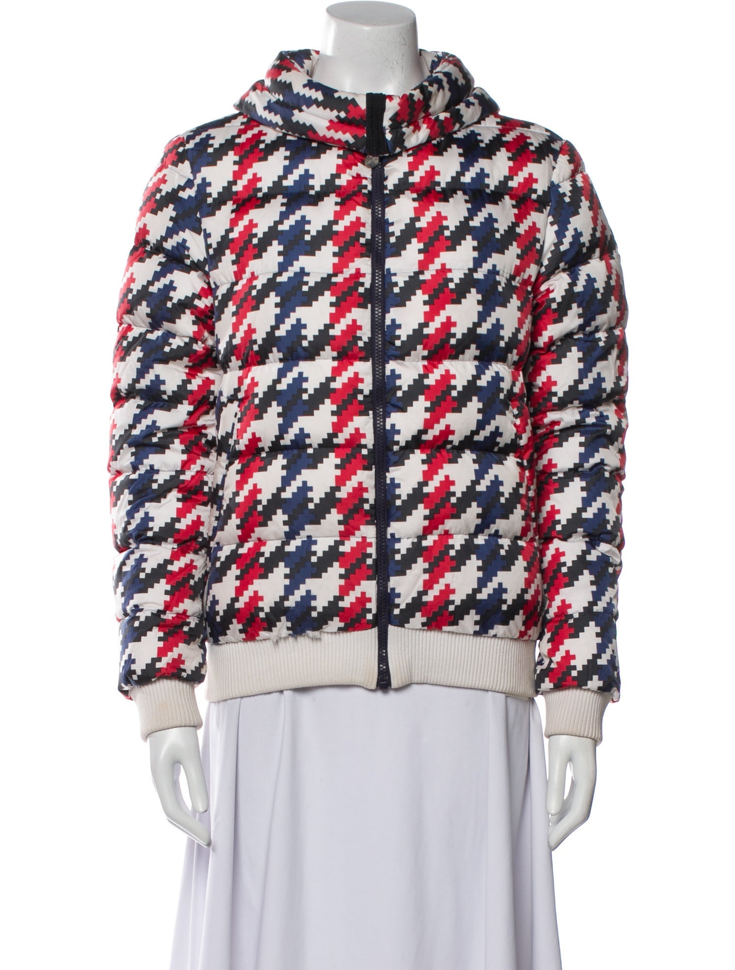 Perfect Moment Houndstooth Print Down Jacket