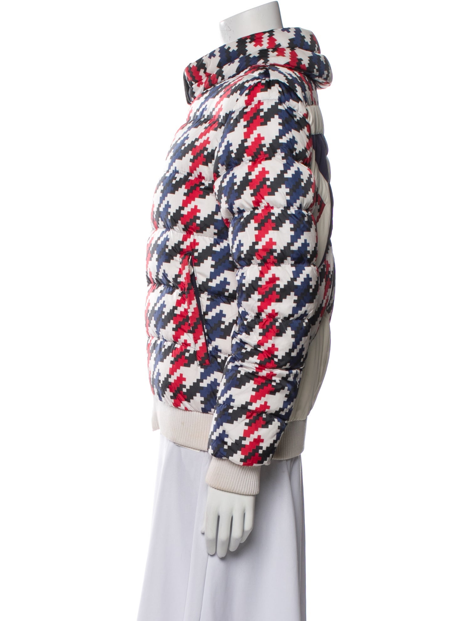 Perfect Moment Houndstooth Print Down Jacket