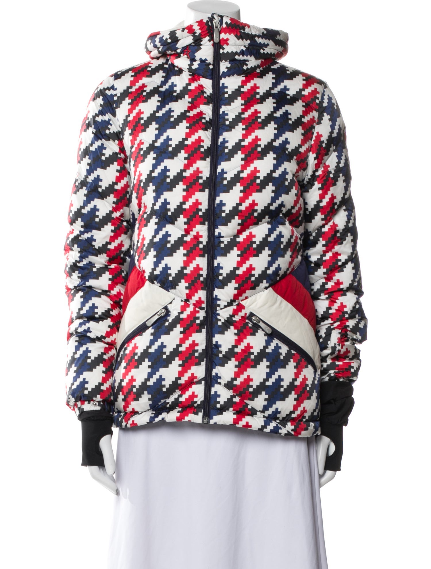 Perfect Moment Houndstooth Print Down Jacket