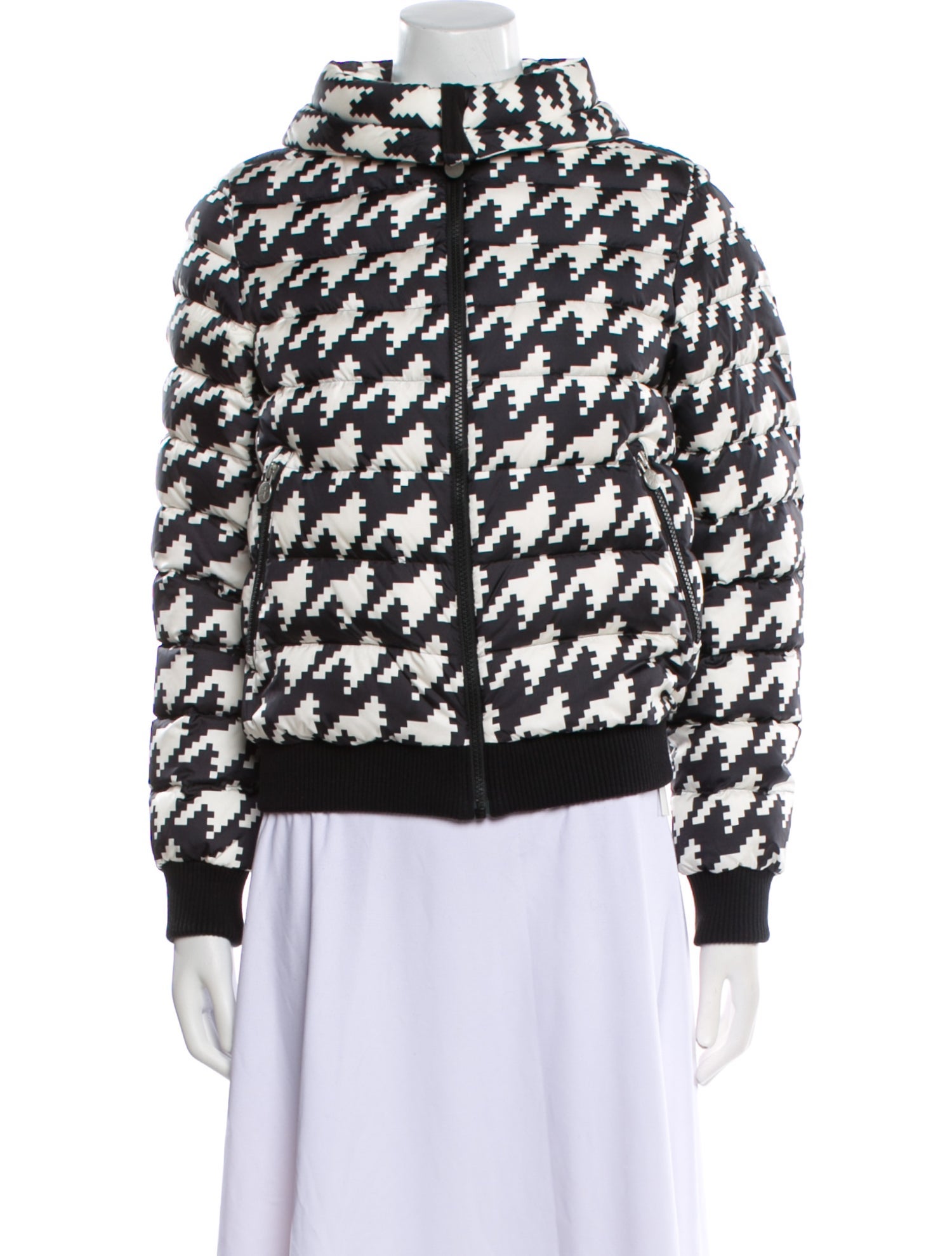 Perfect Moment Houndstooth Print Down Jacket
