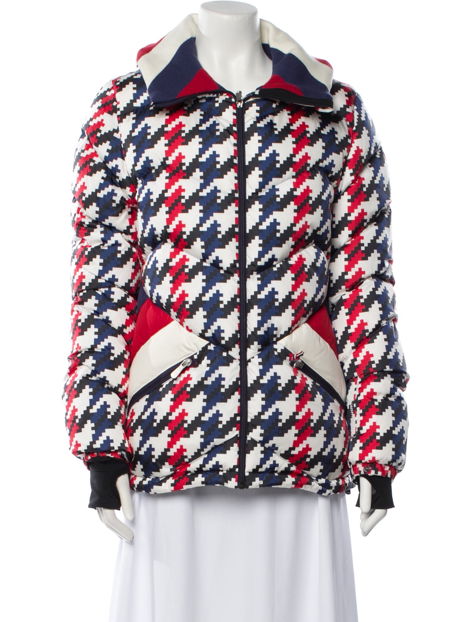 Perfect Moment Houndstooth Print Down Jacket