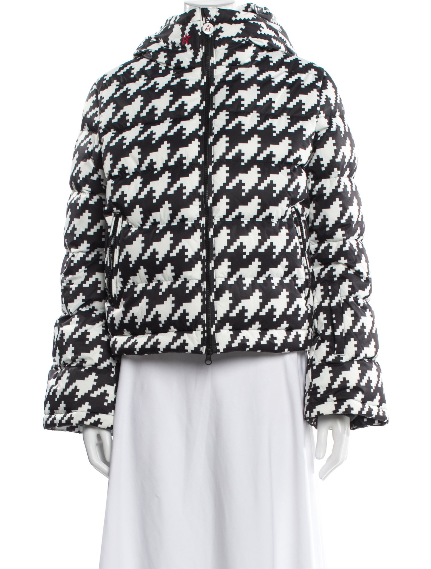 Perfect Moment Houndstooth Print Down Coat