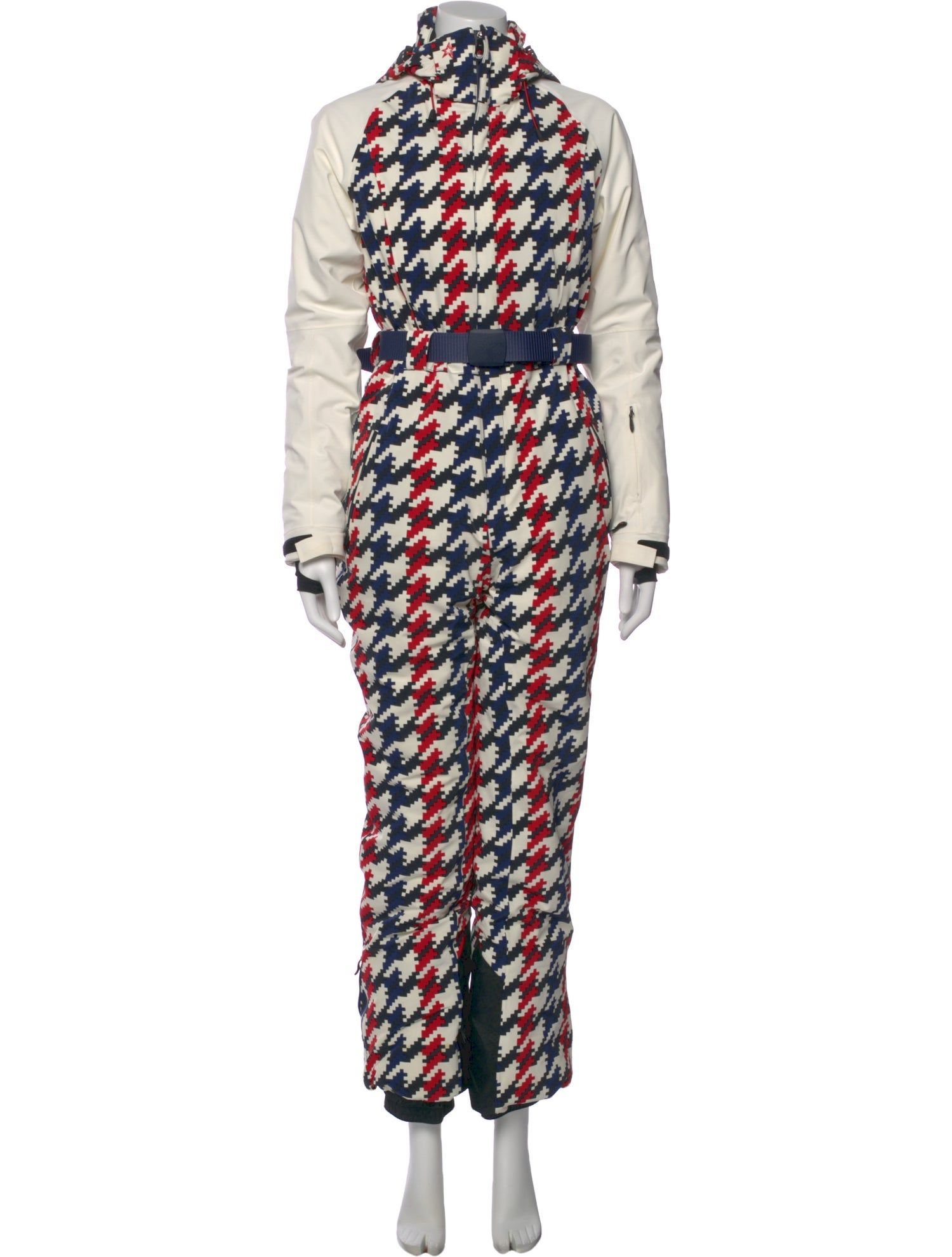 Perfect Moment Houndstooth Print Crew Neck Jumpsuit