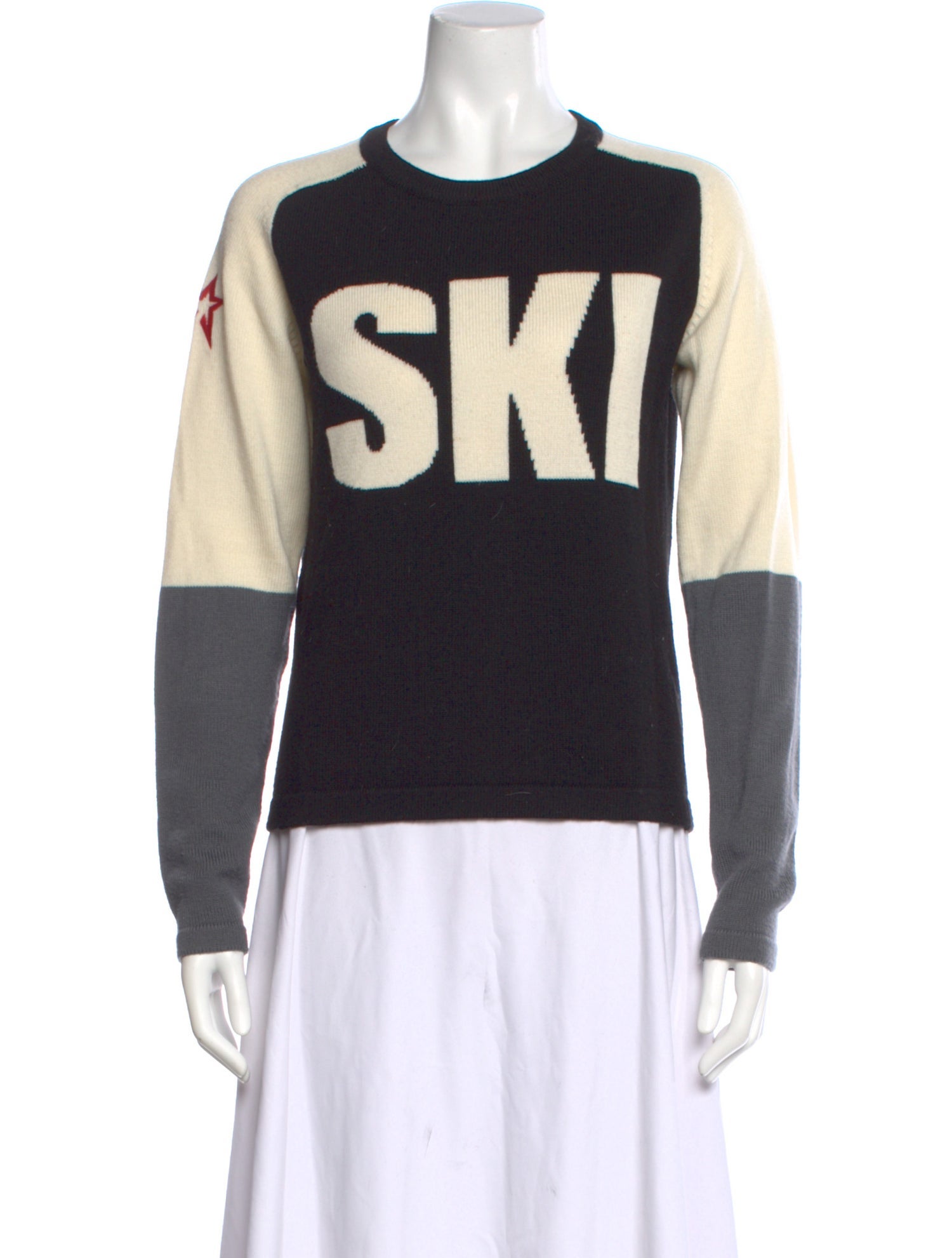 Perfect Moment Merino Wool Colorblock Pattern Sweater