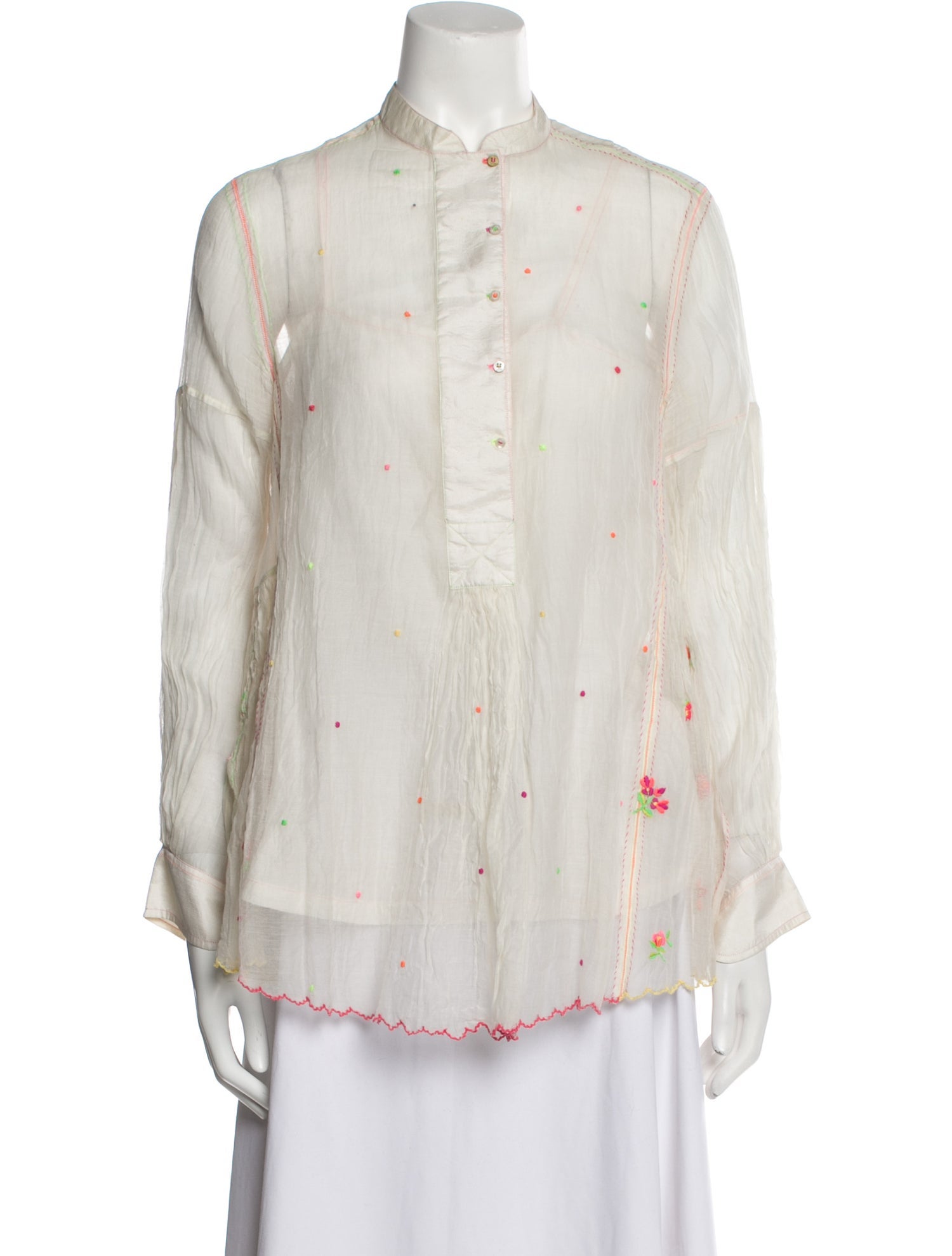 Péro Floral Print Long Sleeve Button-Up Top