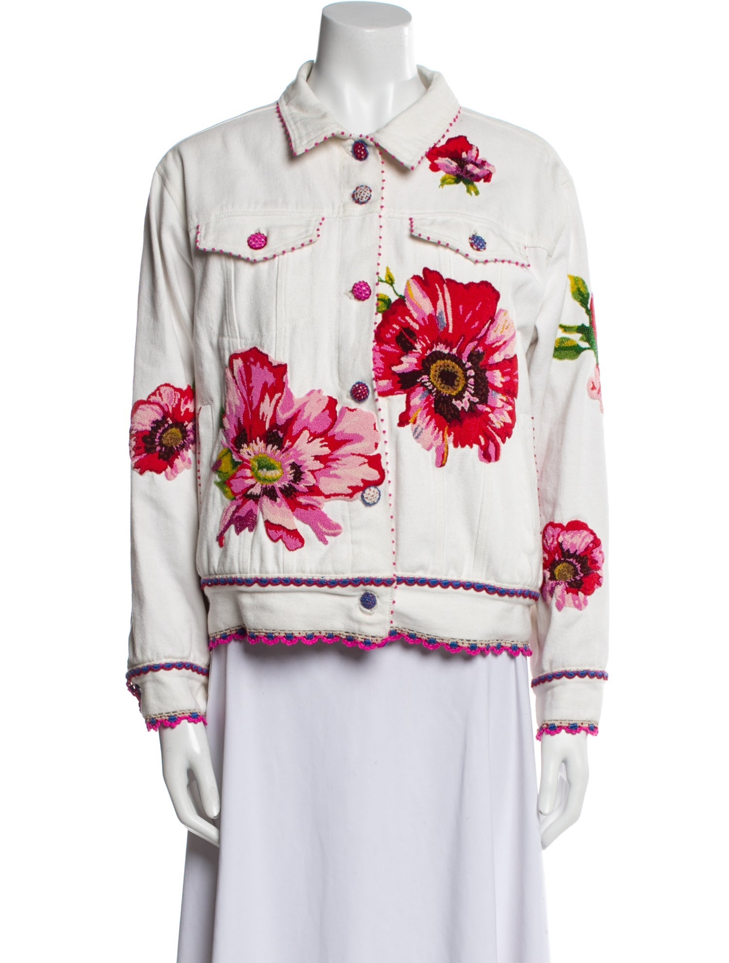 Péro Floral Print Denim Jacket