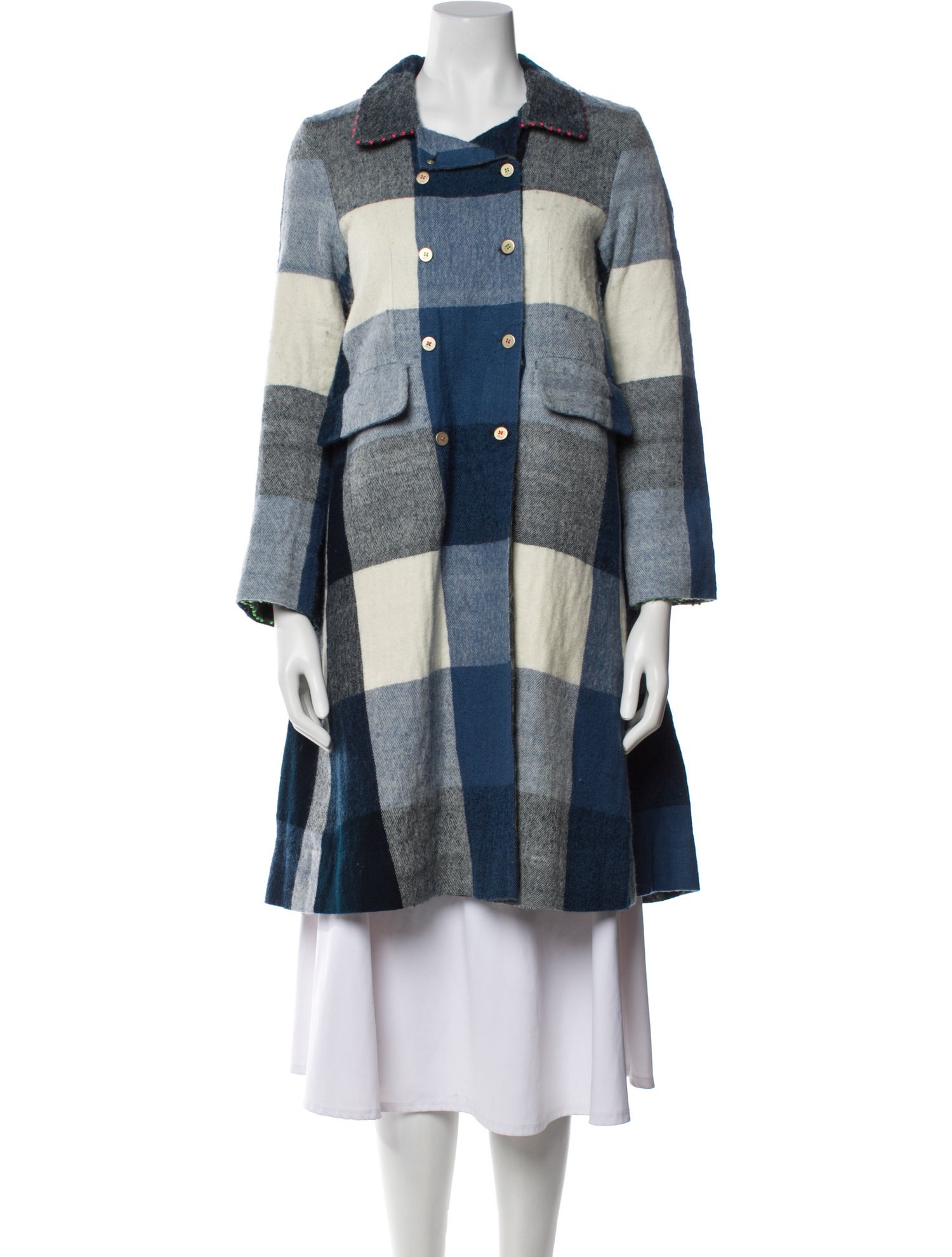 Péro Wool Plaid Print Coat