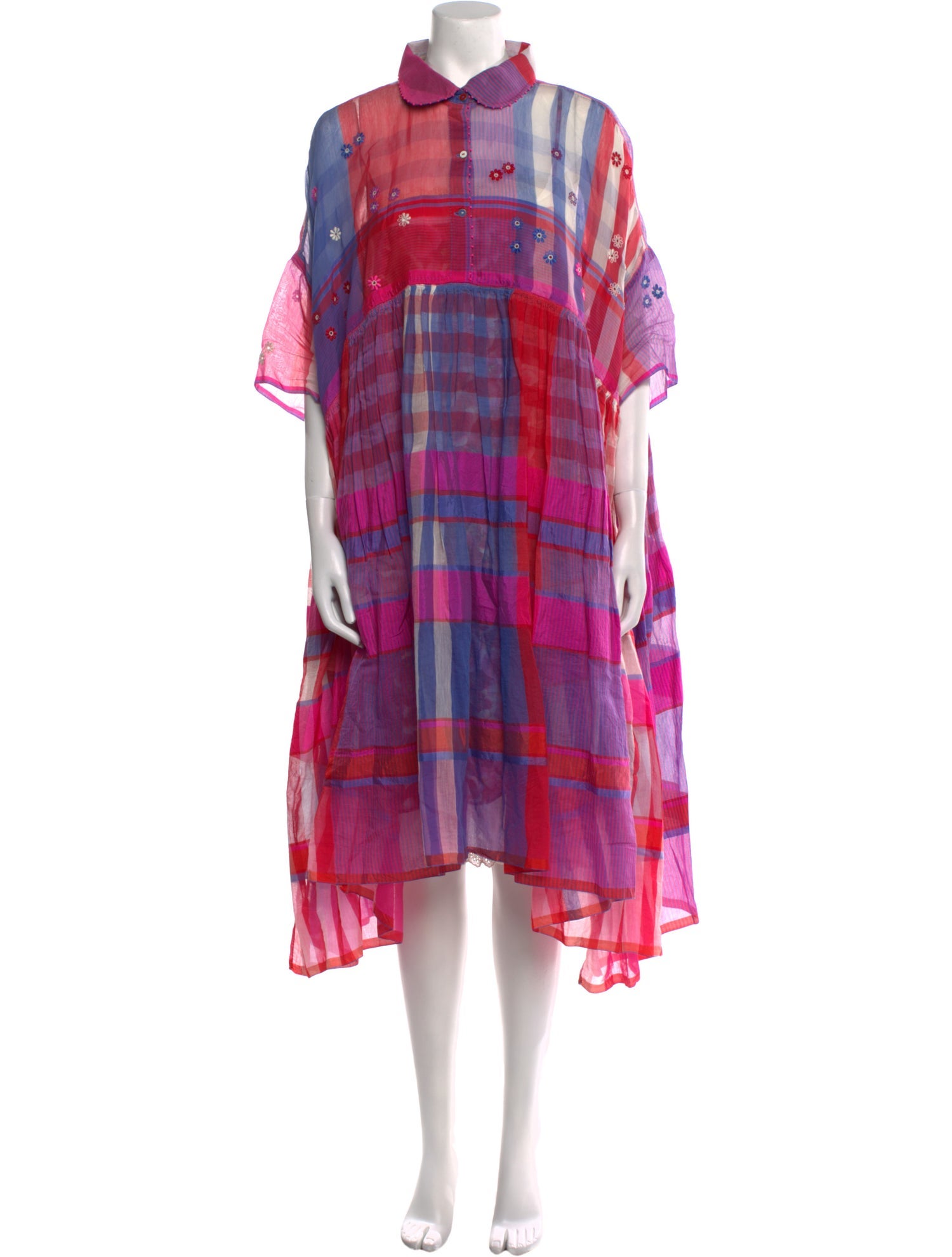 Péro Plaid Print Midi Length Dress