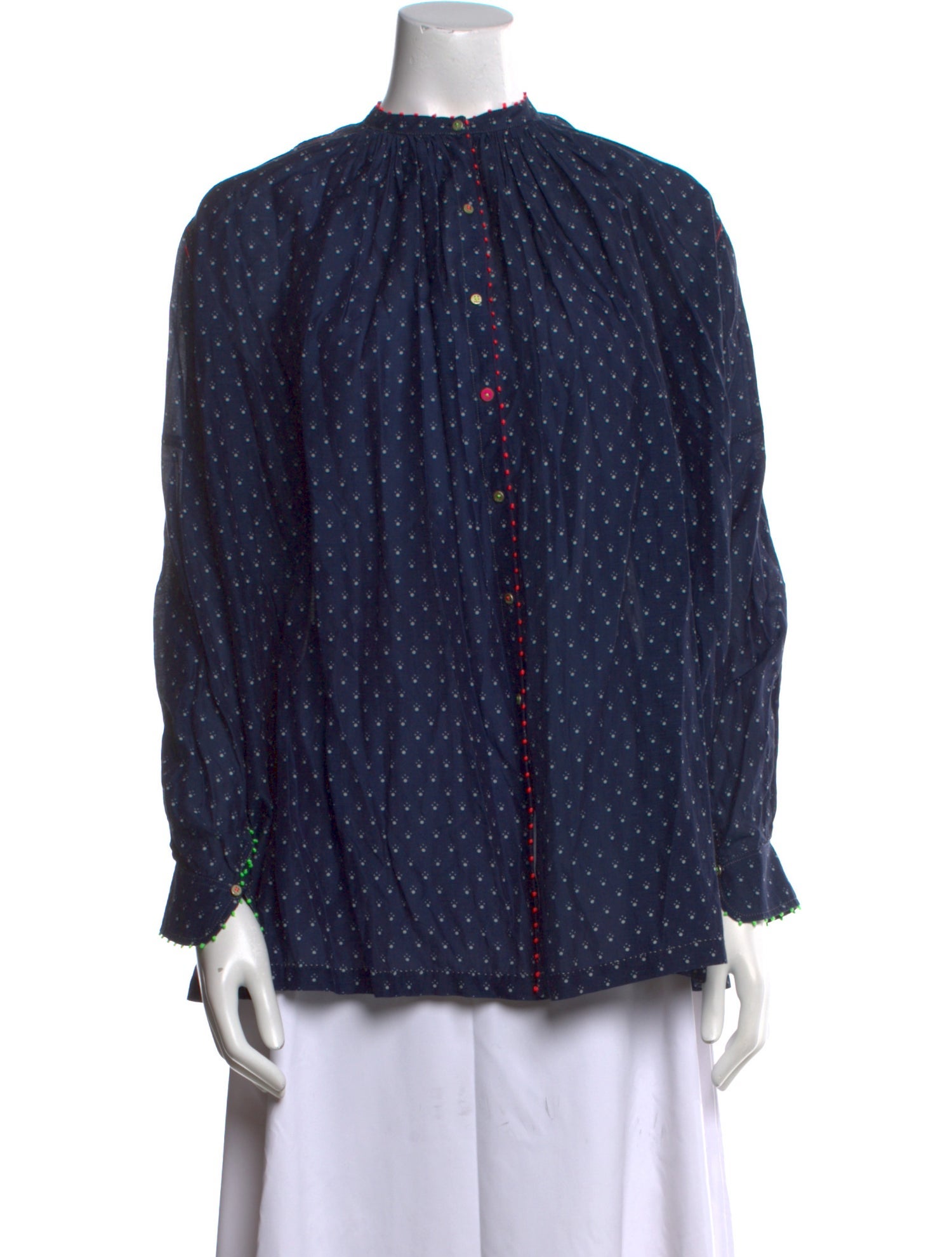 Péro Polka Dot Print Mock Neck Blouse