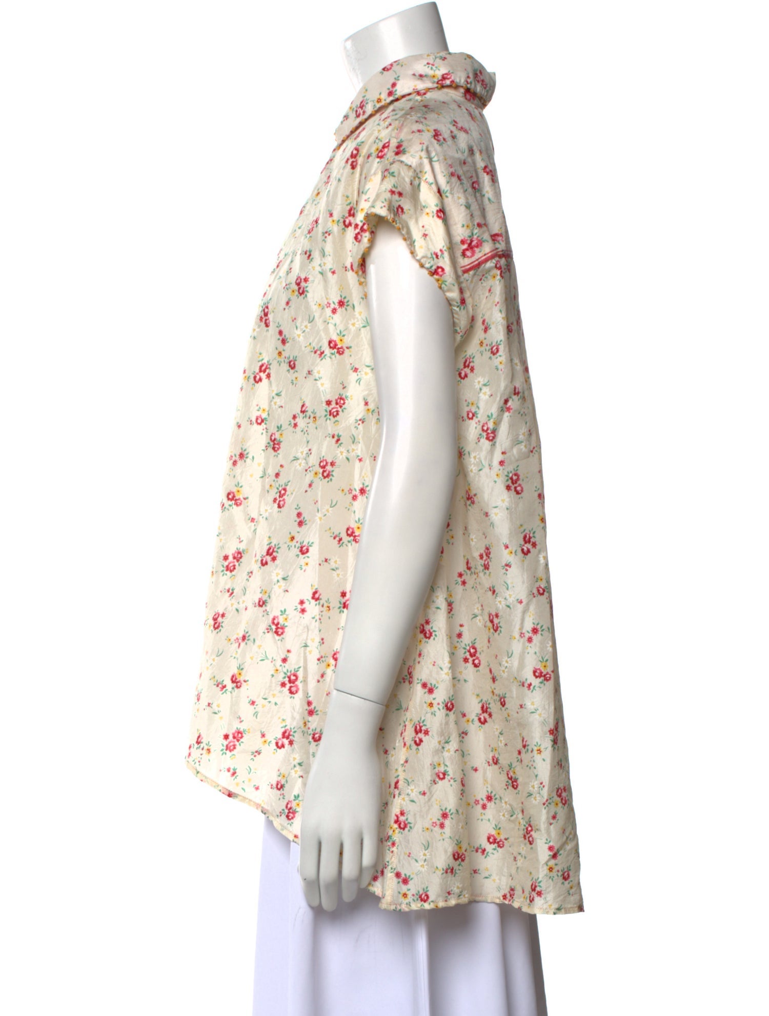 Péro Silk Floral Print Button-Up Top