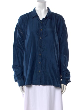 Péro Silk Long Sleeve Button-Up Top