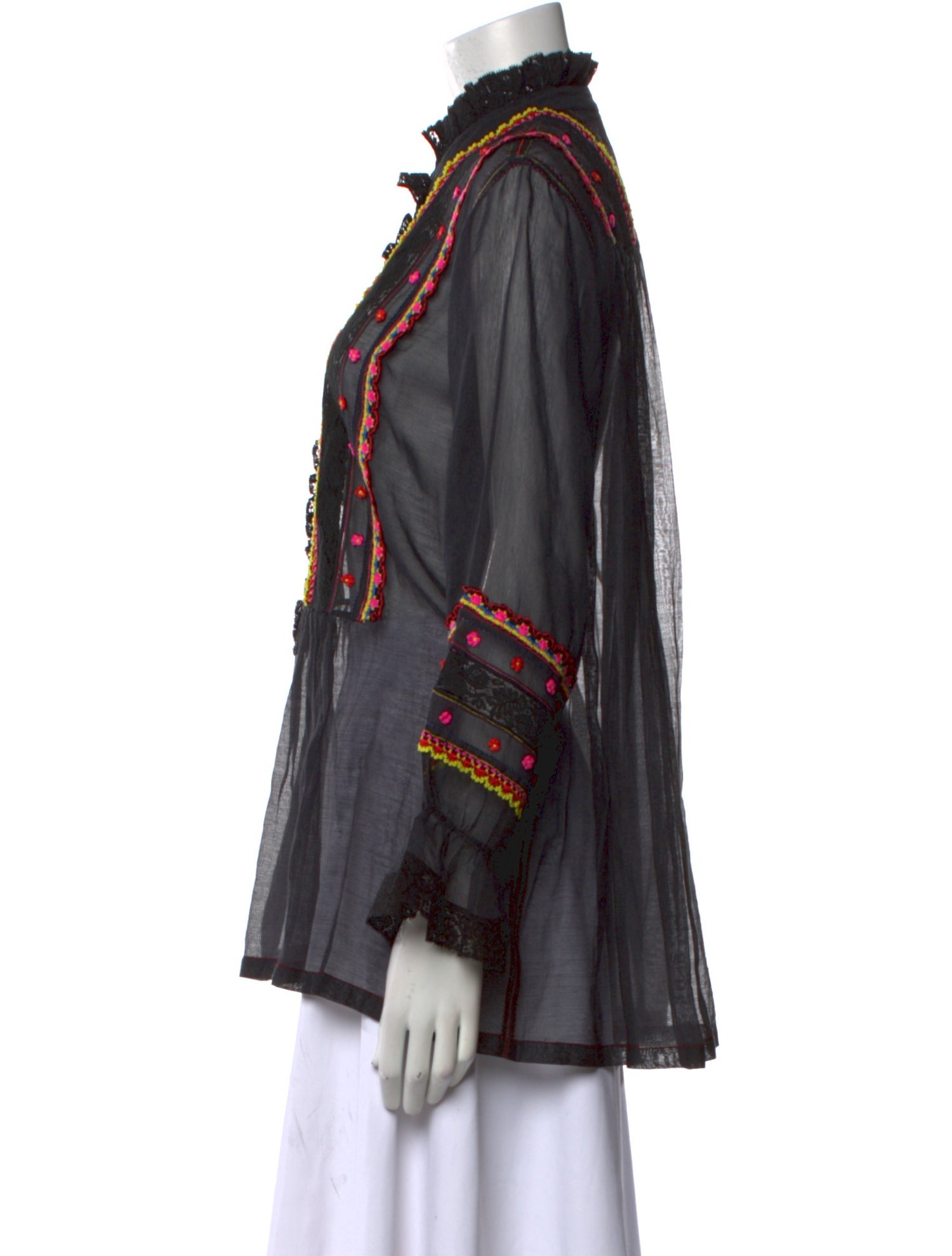 Péro Printed Mock Neck Button-Up Top