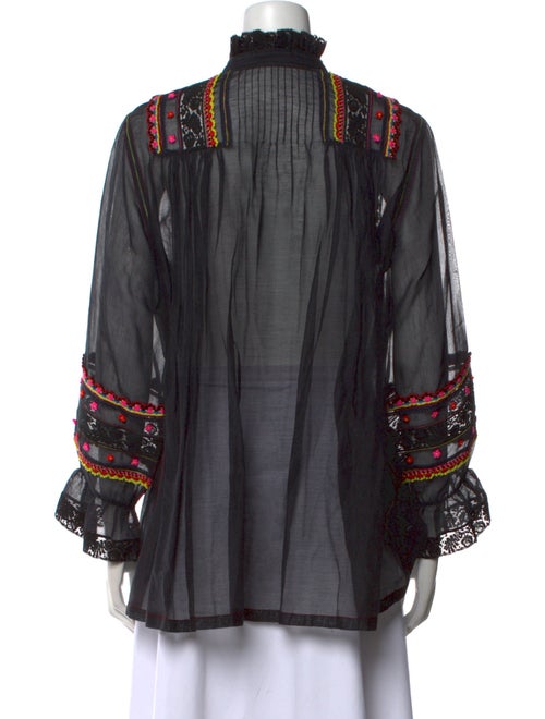 Péro Printed Mock Neck Button-Up Top