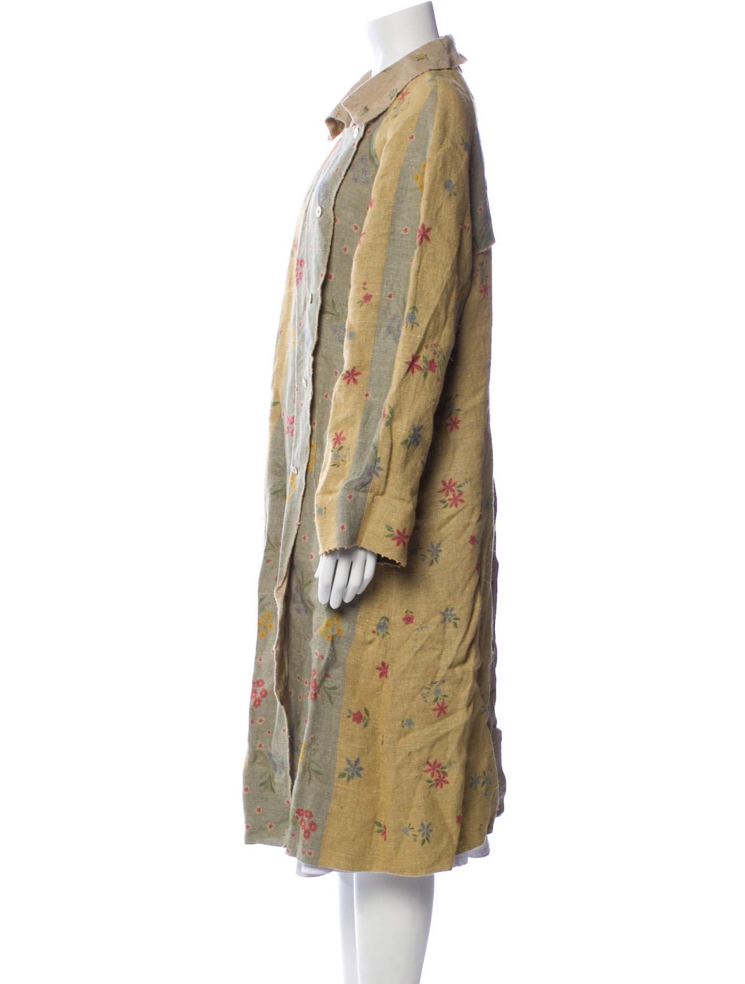 Péro Linen Floral Print Trench Coat