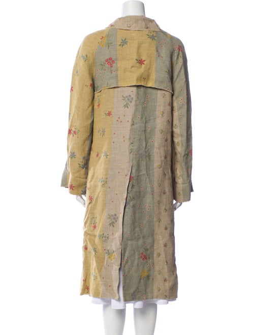 Péro Linen Floral Print Trench Coat