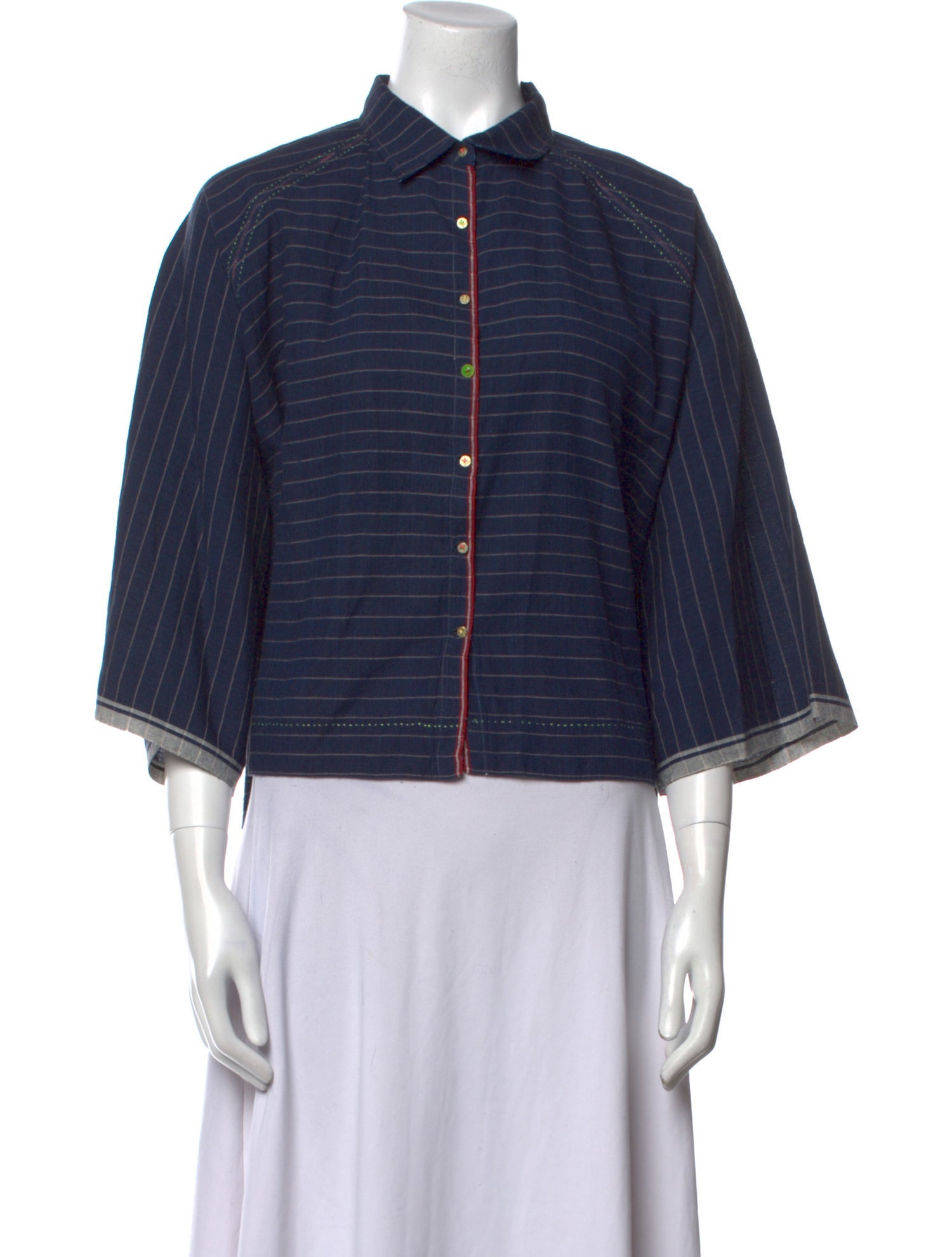 Péro Linen Striped Crop Top