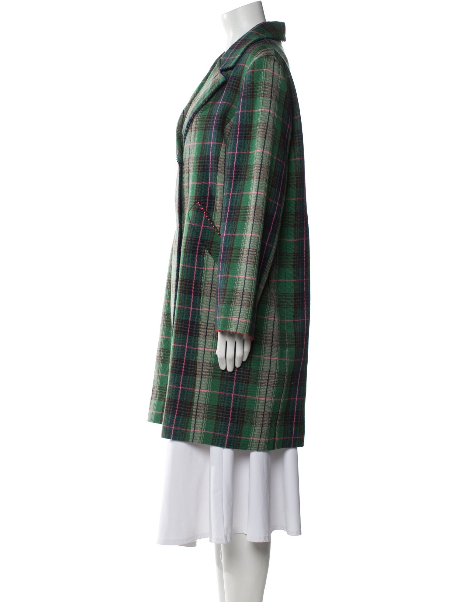 Péro Plaid Print Trench Coat