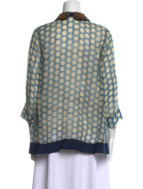 Péro Printed Three-Quarter Sleeve Button-Up Top