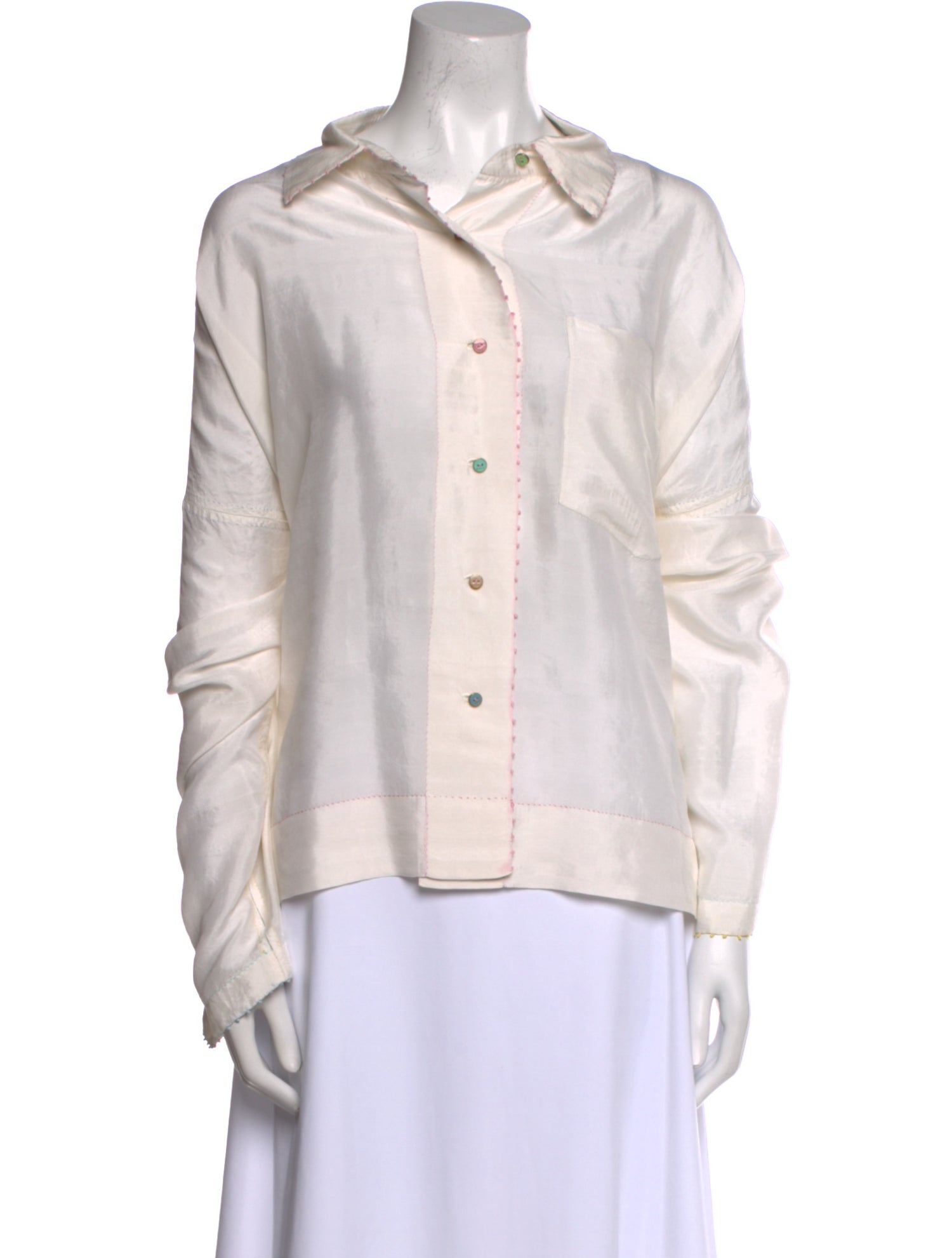 Péro Silk Long Sleeve Button-Up Top