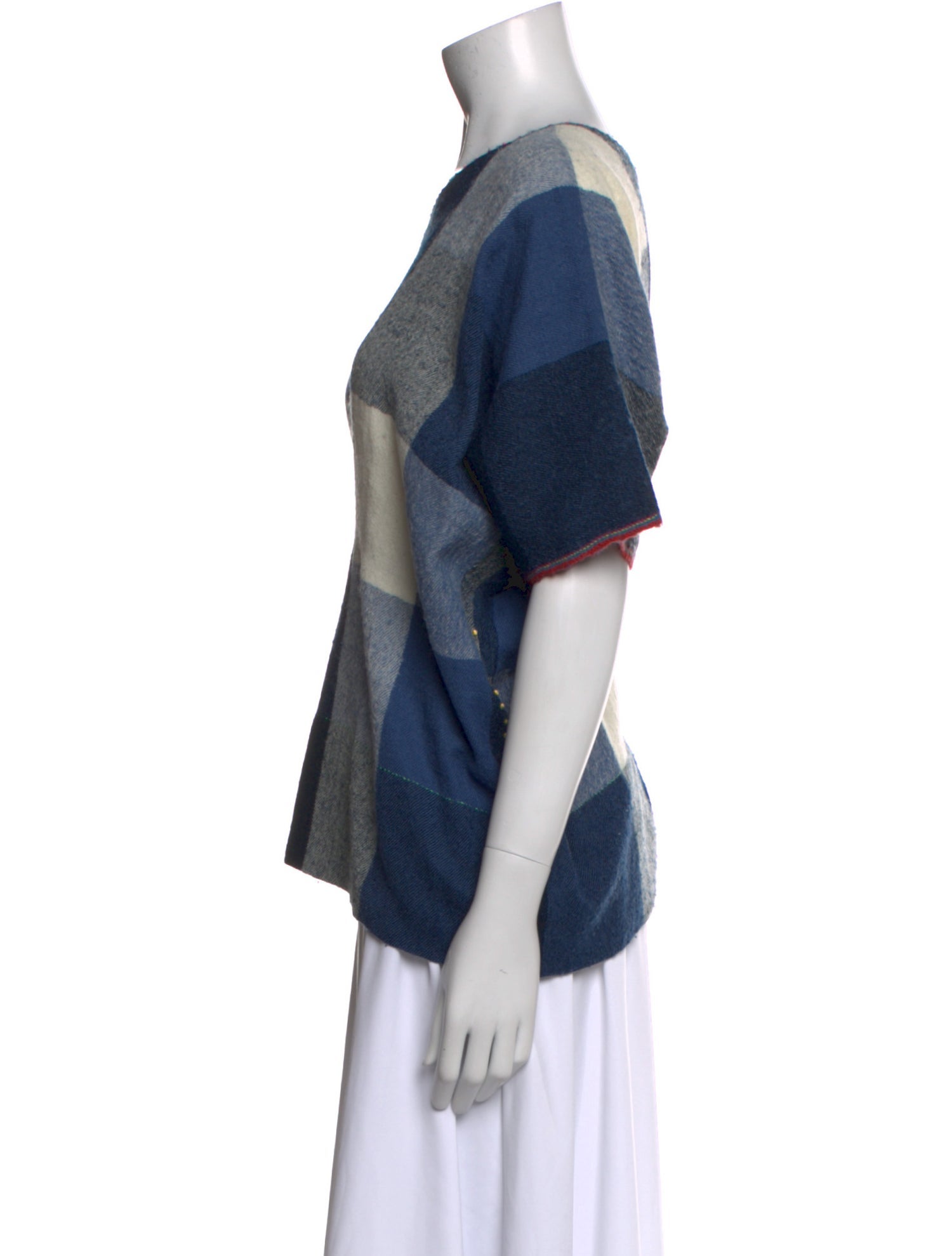 Péro Plaid Print Scoop Neck Blouse